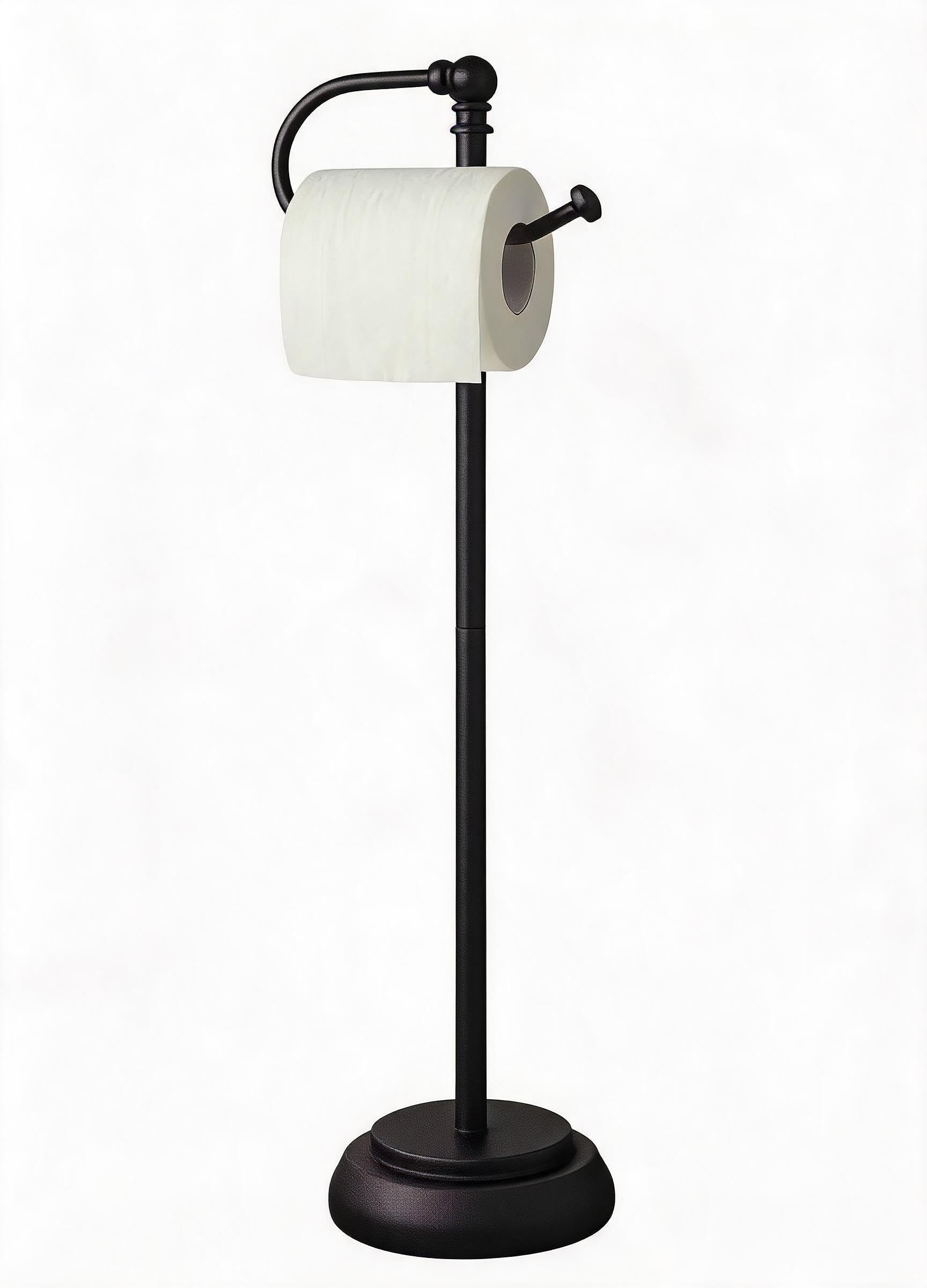 Garvee - Free Standing Toilet Paper Holder Stand / Rustproof Metal Bathroom Storage / Vertical Ti...