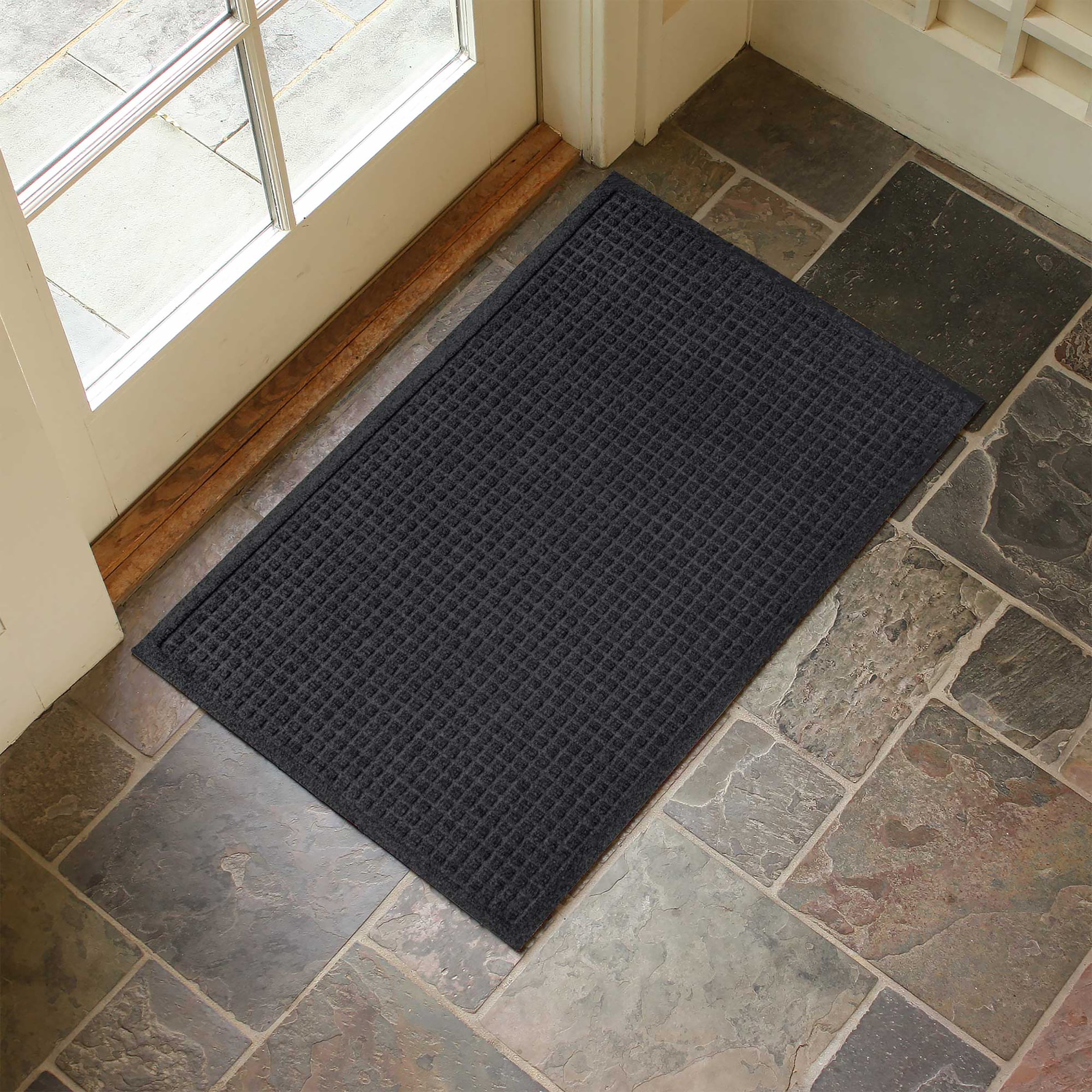 Waterhog Indoor/Outdoor Geometric Half-Round Doormat, 24 x 39 - Evergreen