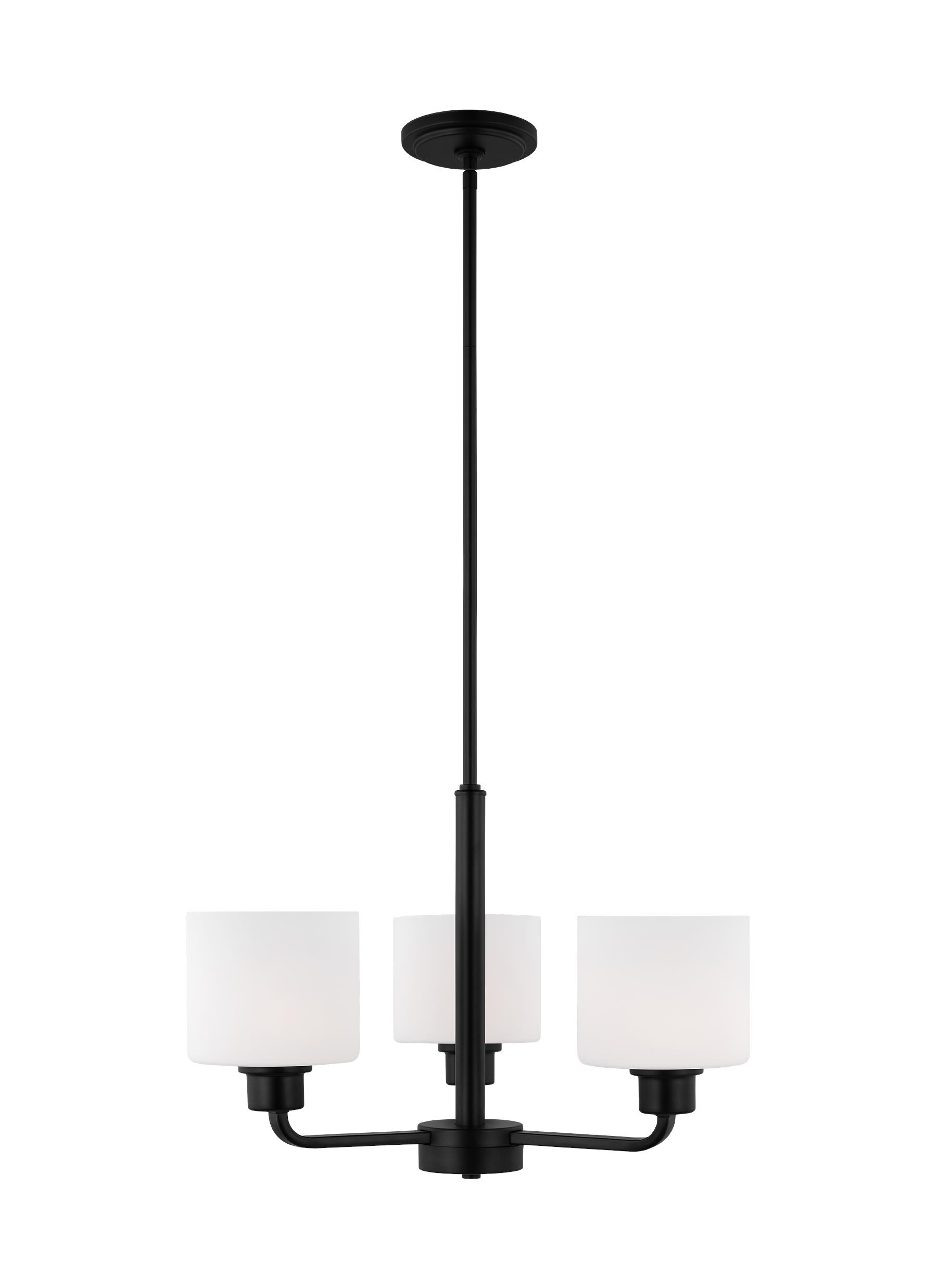 Generation Lighting 3128803EN3-112 Canfield 3 -Light Matte Black Modern/contemporary For Use in Dining Rooms, Foyers, Living Rooms Chandelier