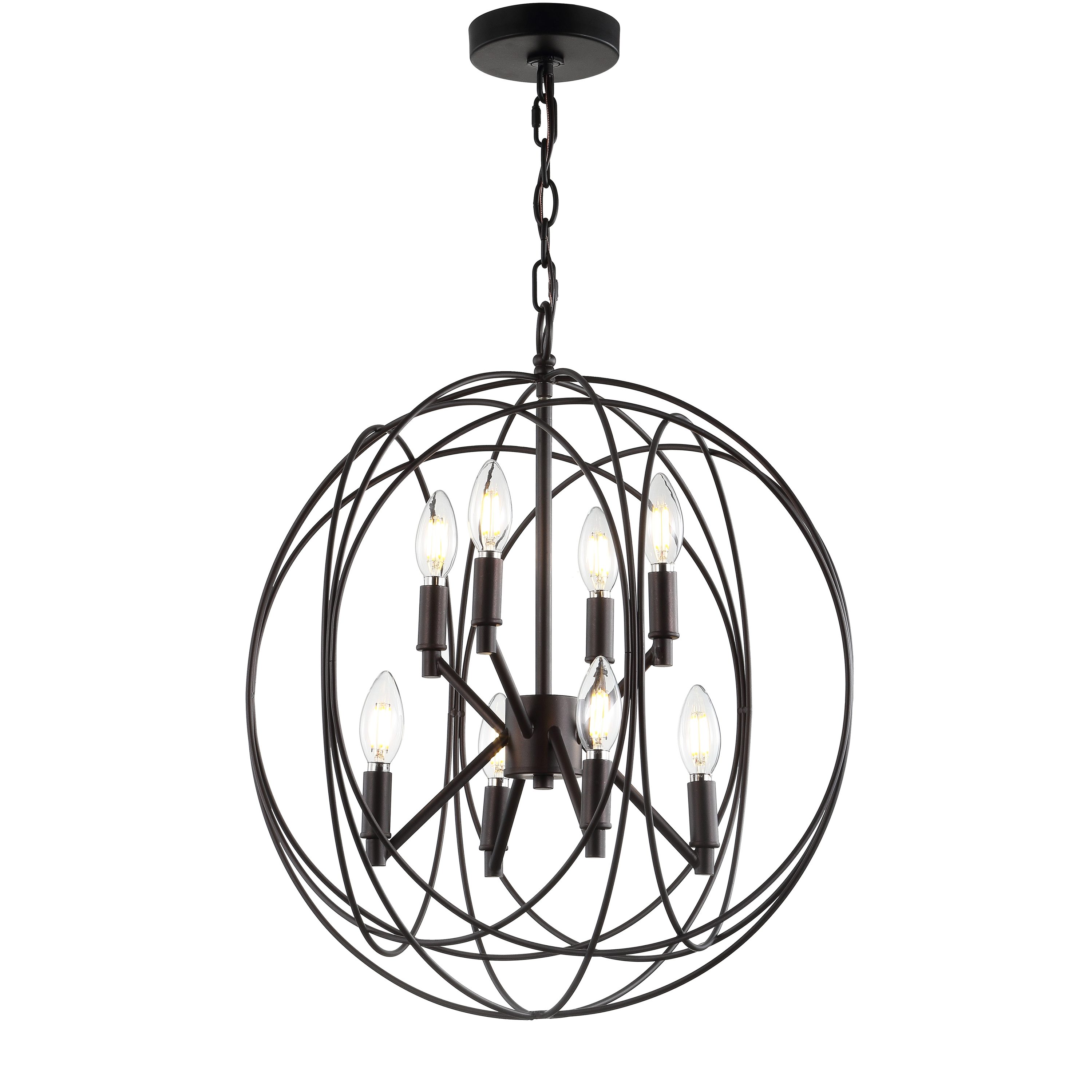 Contemporary Gray Iron-Finished 8-Arm Globe Pendant