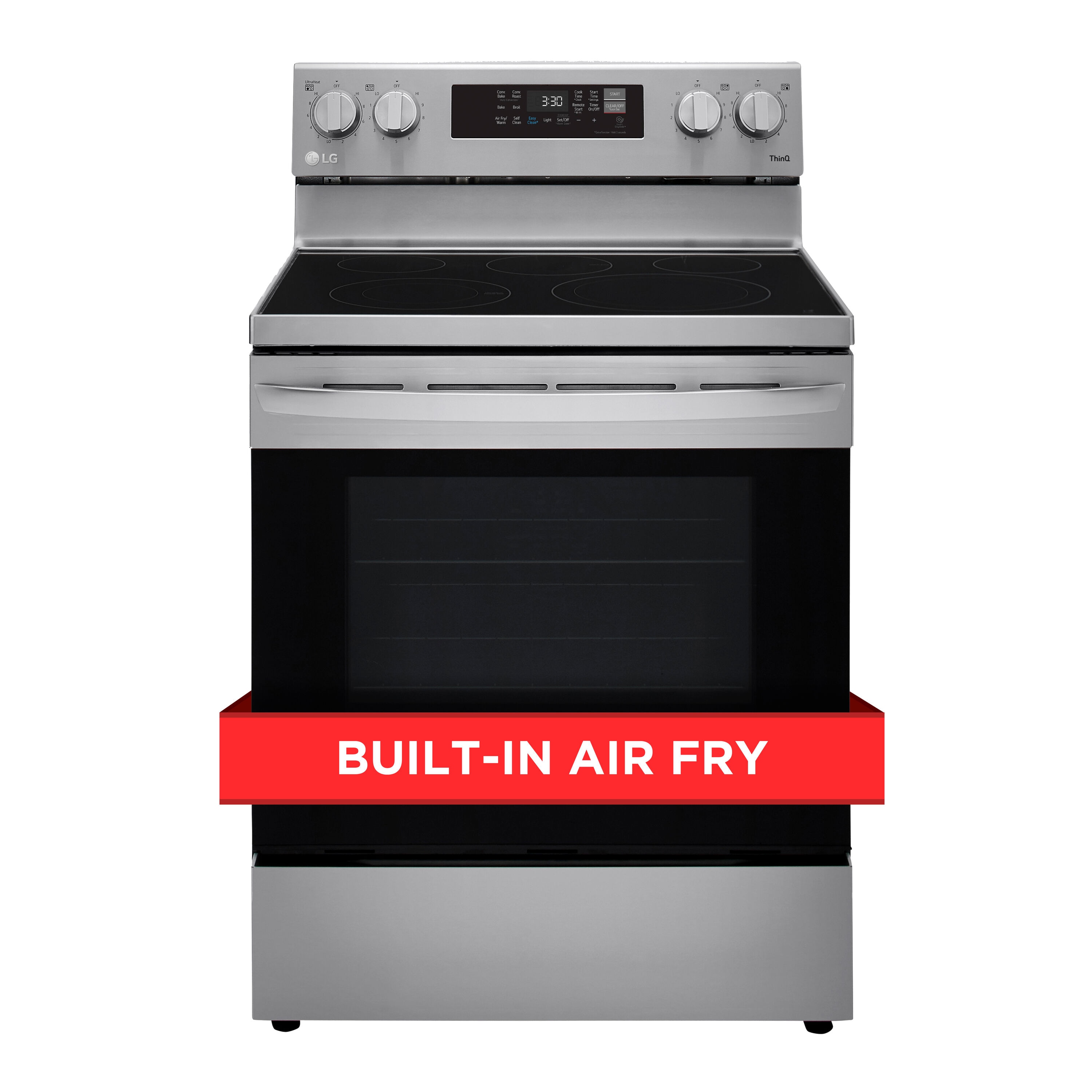 LG InstaView AirFry 30-in Glass Top 5 Elements 6.3-cu ft Self-Cleaning Air  Fry Convection Oven Freestanding Smart Electric Range (Printproof Black  Stainless Steel) in the Single Oven Electric Ranges department at