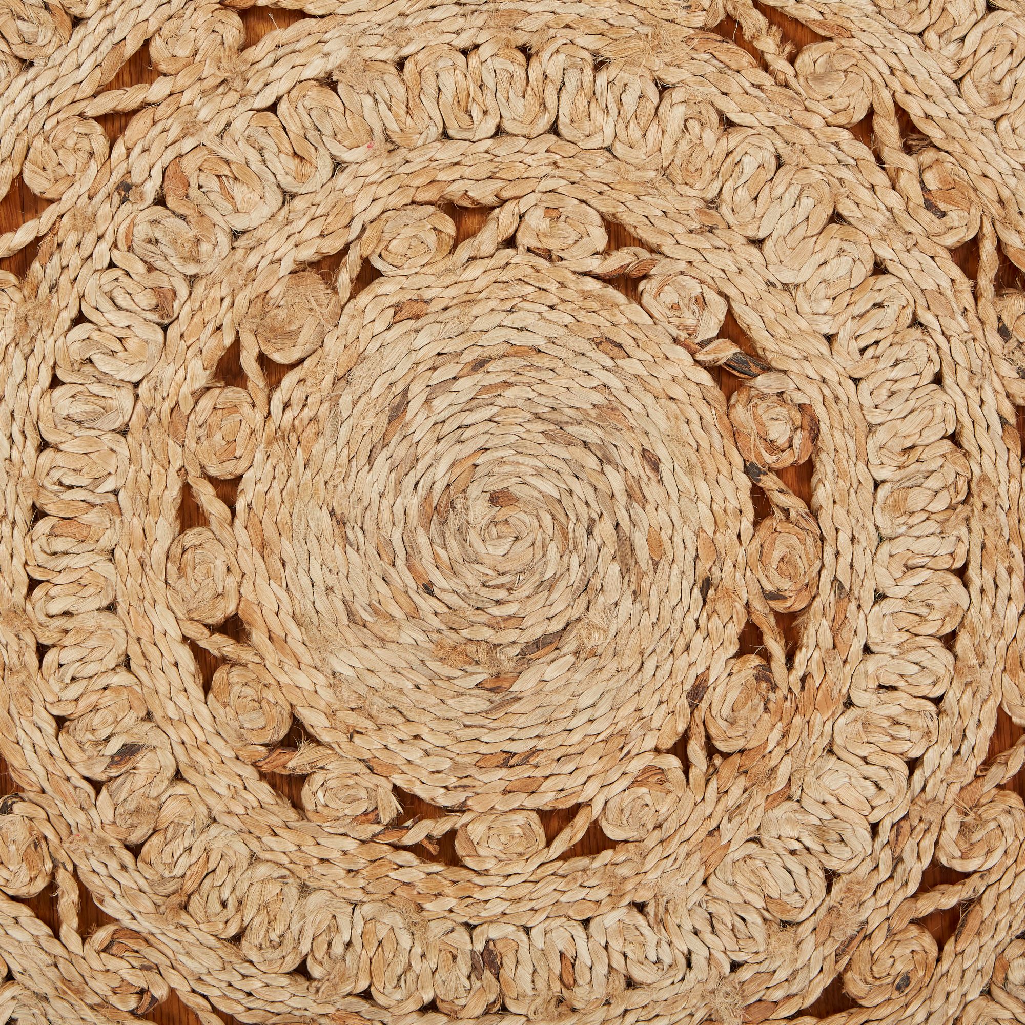 Handmade Natural Jute Braided Round Area Rug, 4' x 4'