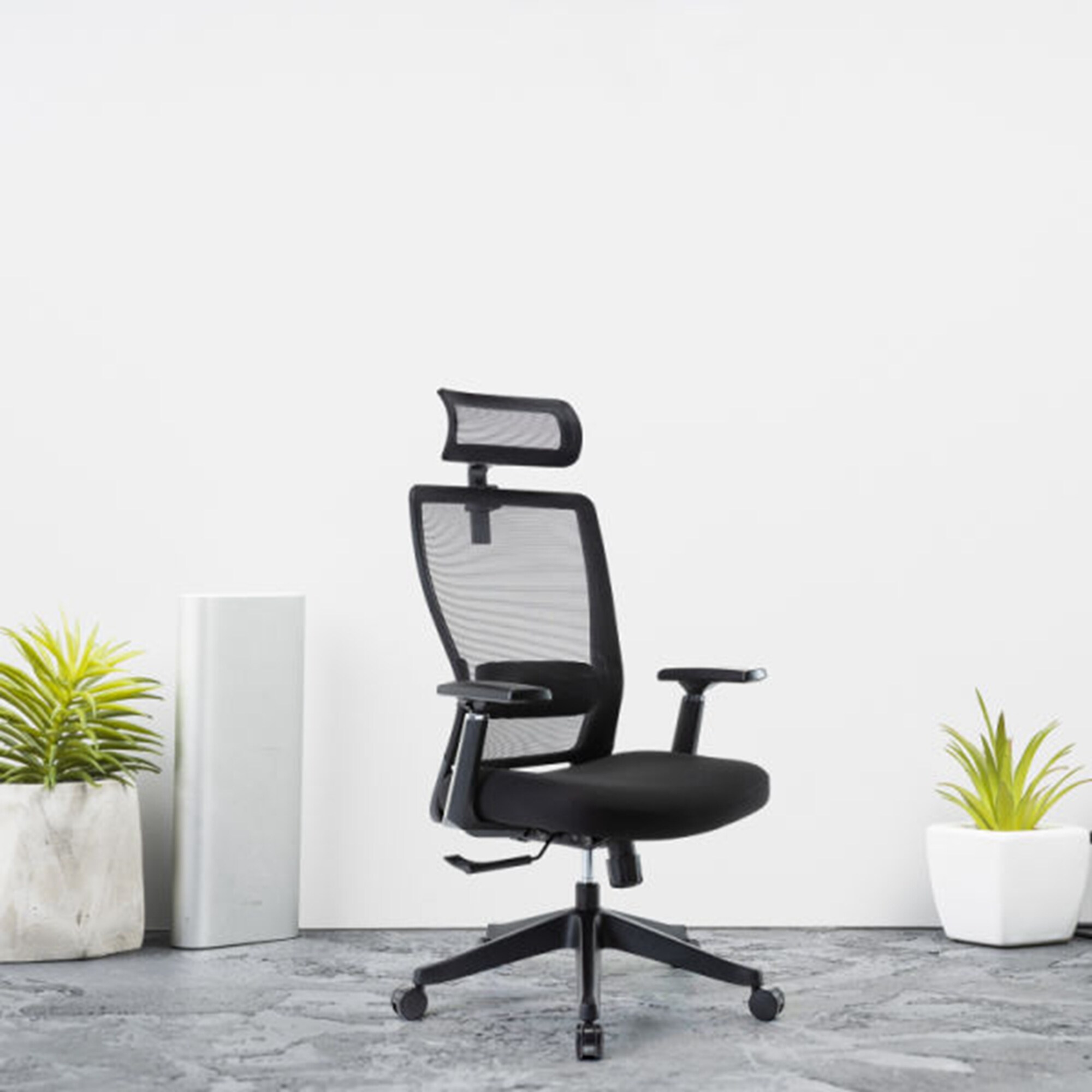 Office Factor Black Mesh High Back Executive Office Chair, Adjustable