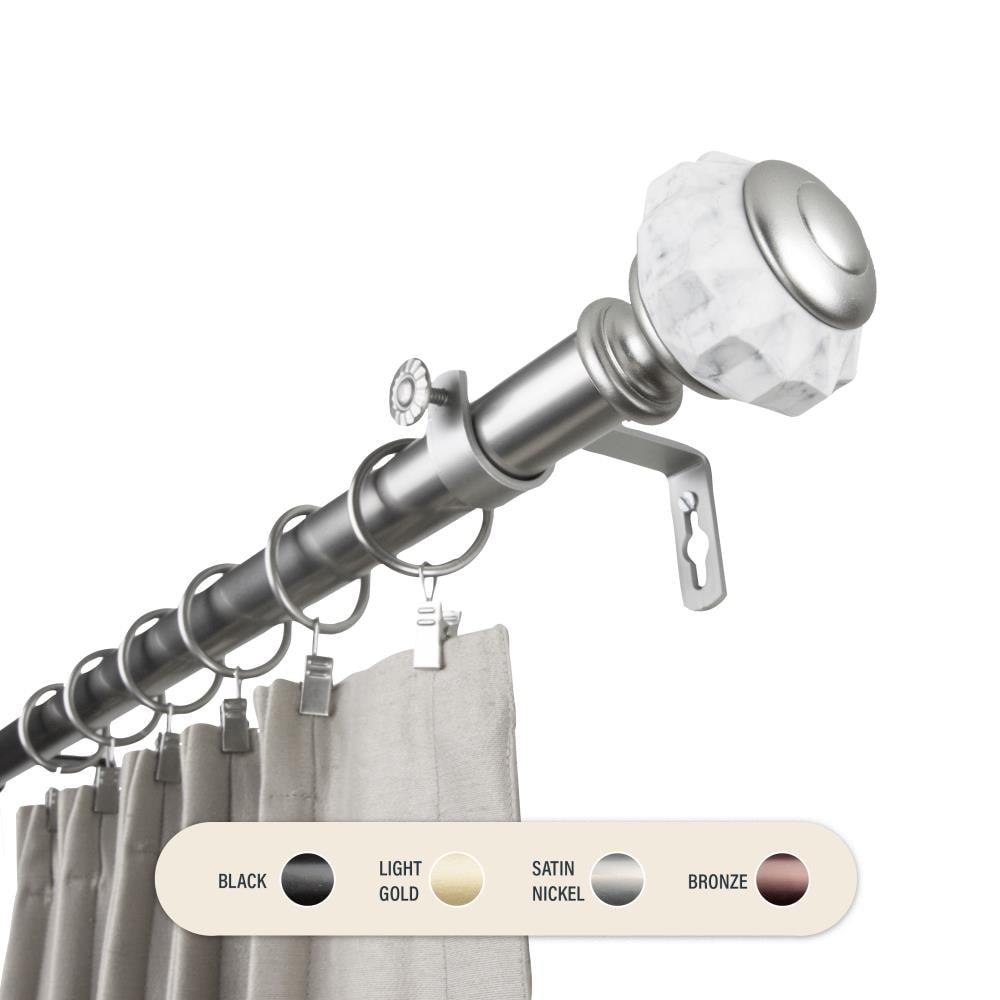 Hart & Harlow L100-57-485 1-in Lola 48-in to 84-in Satin nickel Steel Single curtain rod with Finials