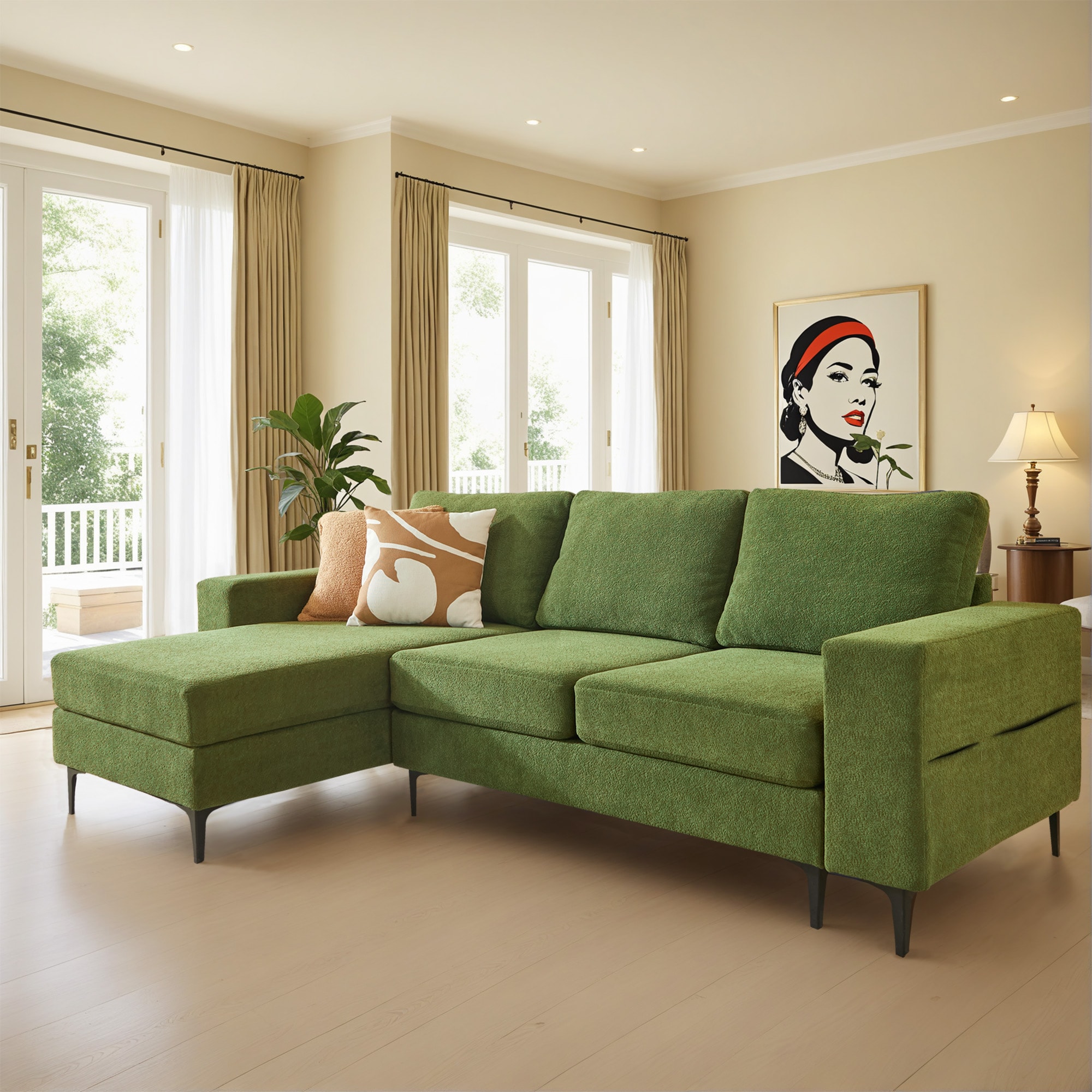 Caodoc L5-COCOL670-2 98-in Modern Green Reclining Sofa
