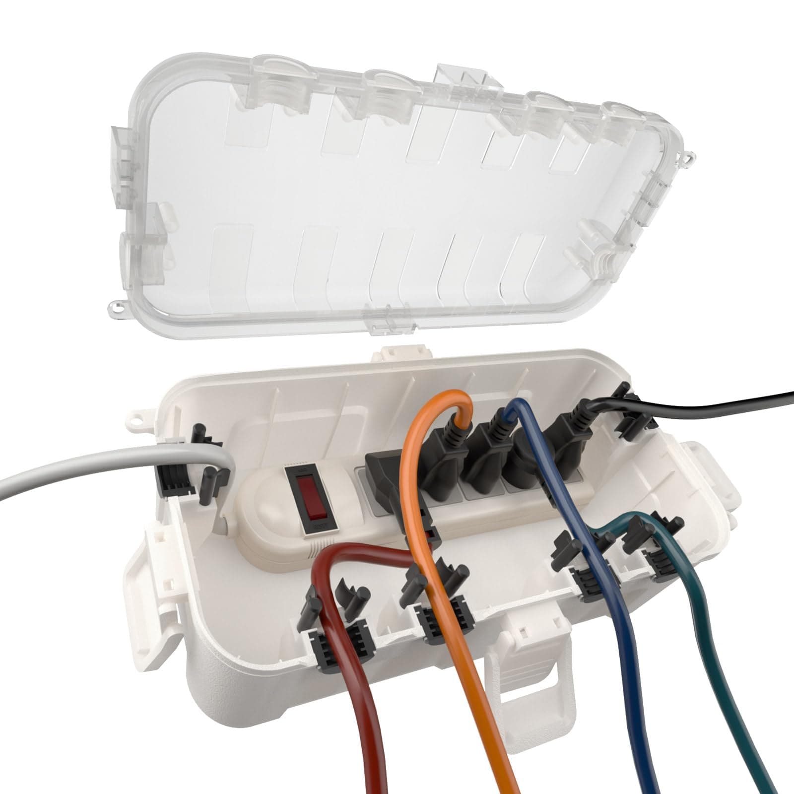 KHKFY  Medium Outdoor Electrical Box Waterproof with Clear Lid Weatherproof Extension Cord Cover for Photocell Light Sensor Timer Power Strip