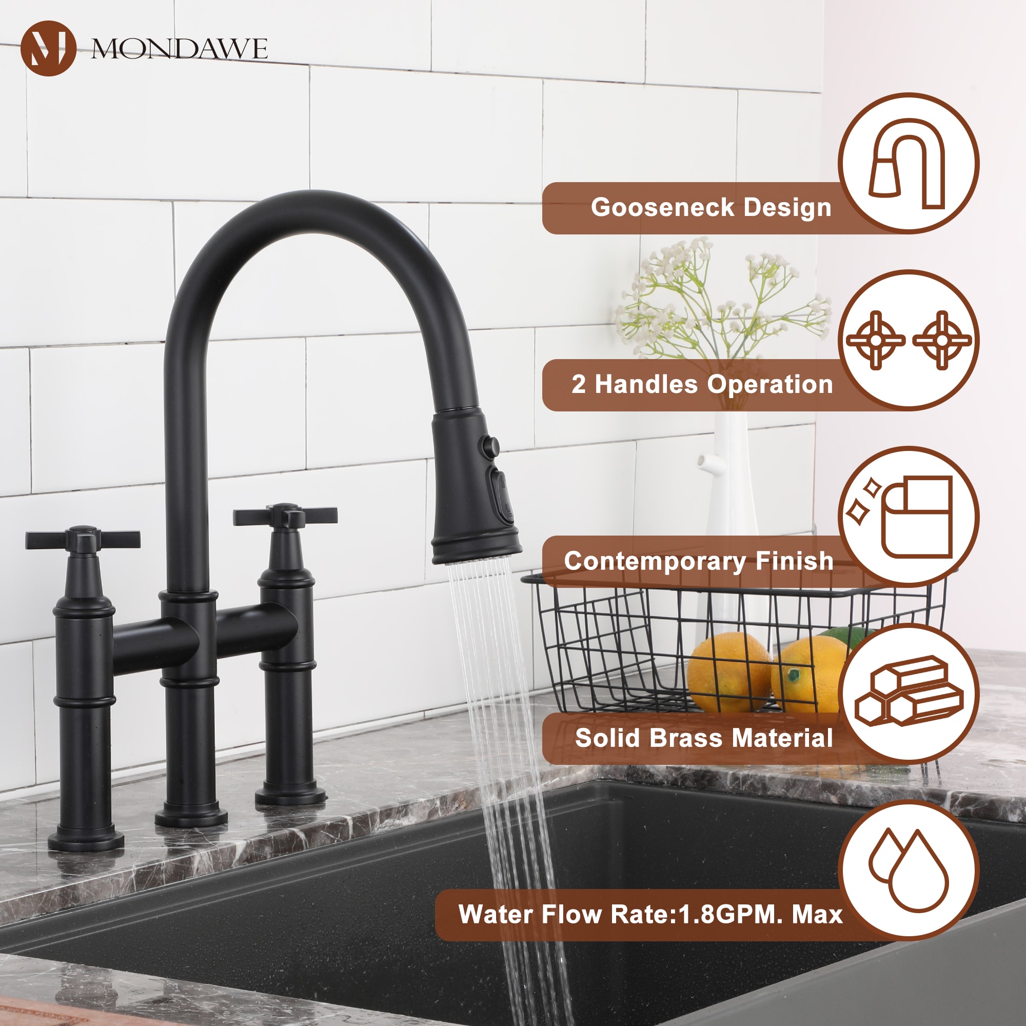 Mondawe MO-DT40019MB Kitchen-Faucets - View #4