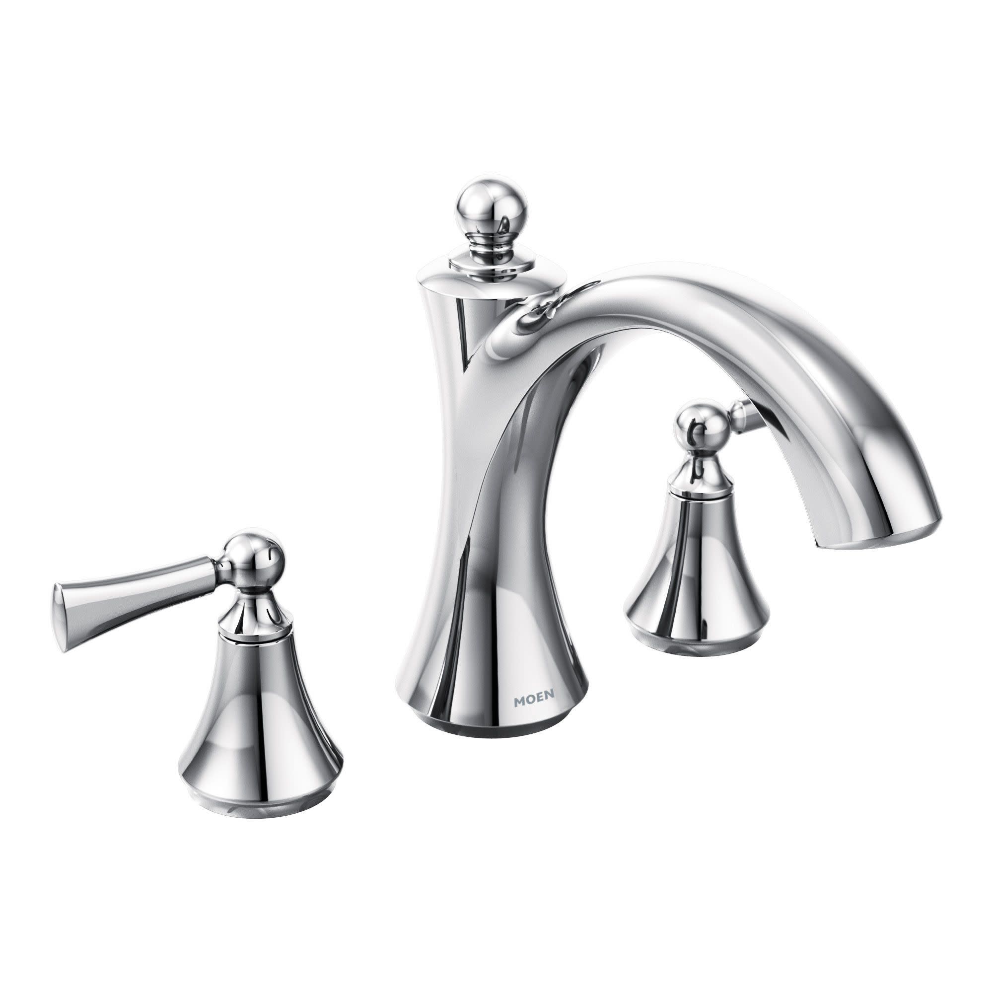 Moen T653 Wynford Chrome 2-handle Deck-mount Roman Low-arc Bathtub Faucet