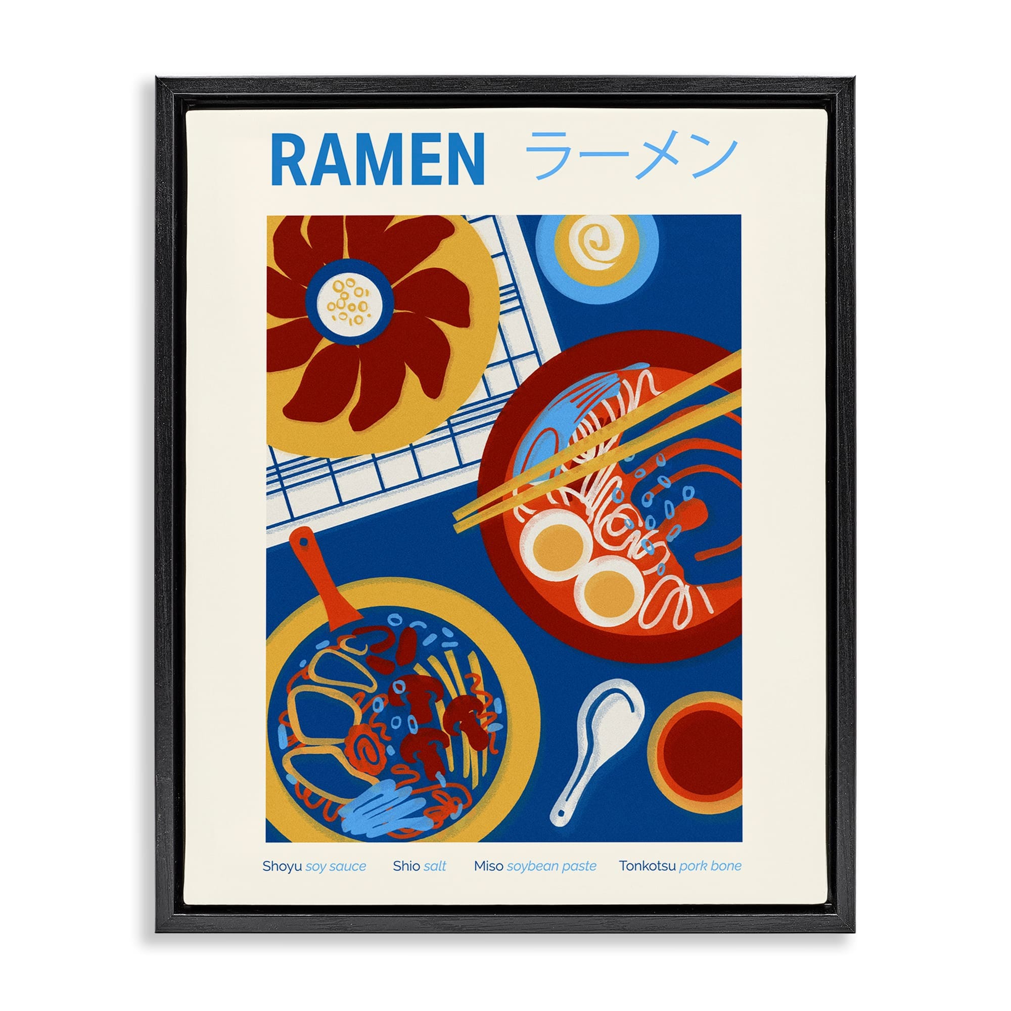 Stupell Industries BS-347-FFB-24X30 Ramen Table Placement Black Framed Floater Canvas Wall Art By Victoria Barnes 25 x 31