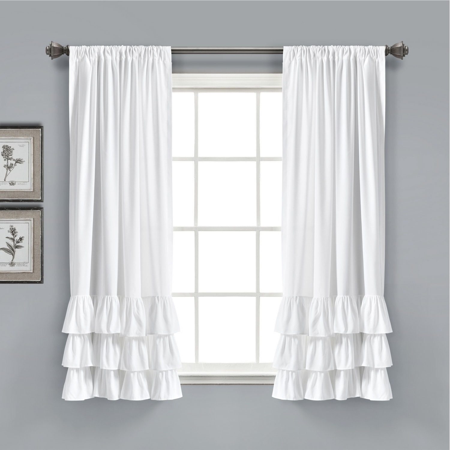 Lush Decor 16T004560 63-Inches White Rod pocket Curtain panel pair
