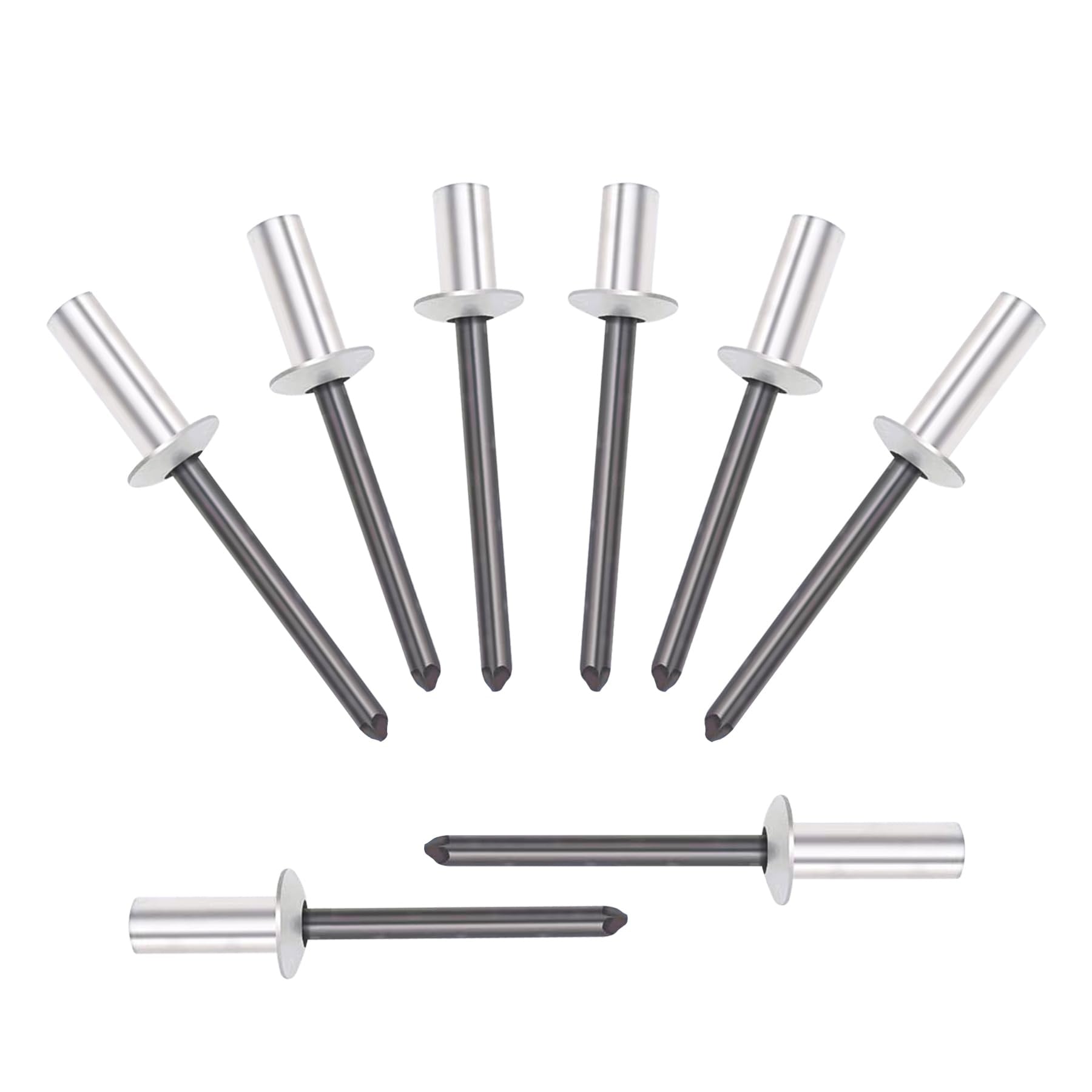 Etokfoks 120 Piece 3 16 in x 3 8 in 1 2 in 5 8 in Closed End Aluminum Blind Rivets Dome Head Steel Mandrel Pop Rivet #LETGVOKGN