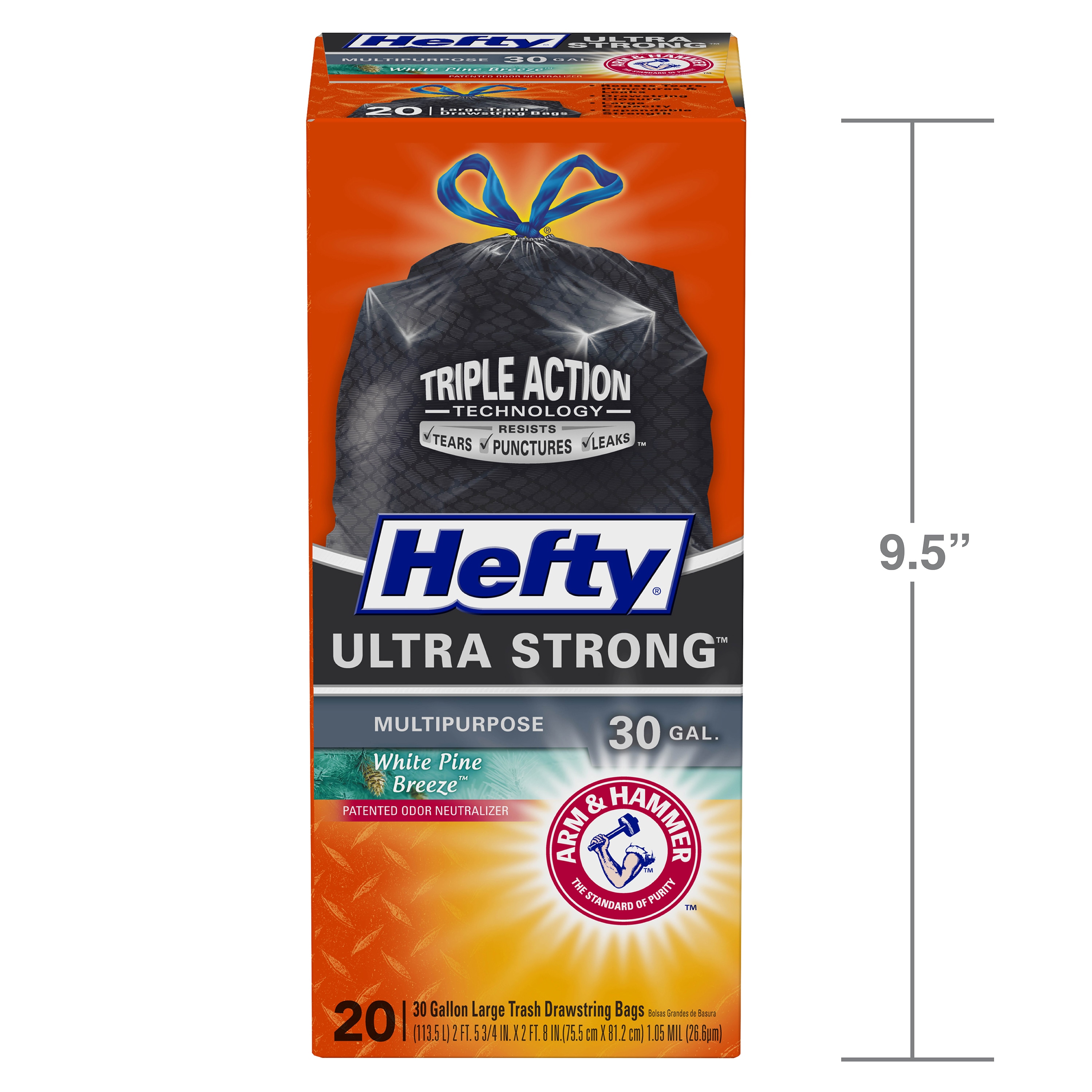 Hefty 30-Gallons White Pine Breeze Black Outdoor Plastic Can Drawstring  Trash Bag (25-Count) in the Trash Bags department at