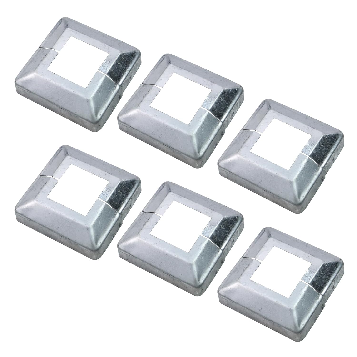 Etokfoks  Metal Post Skirt 3 5 x 3 5 x 1 in Silver Base Mounting Plate Column Wraps For Fences Decks Stairs Mailboxes And Railings 6 Pack