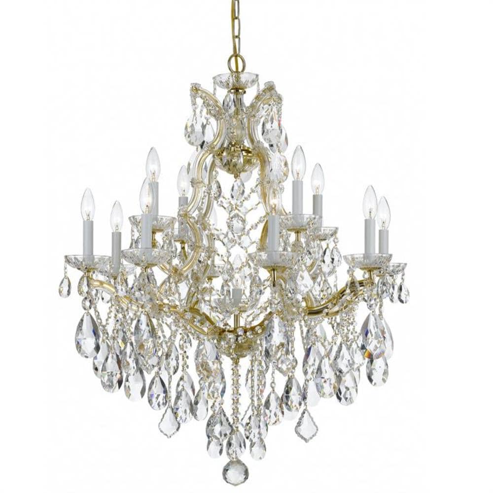 Crystorama 4413-GD-CL-MWP Maria Theresa 13 -Light Polished Gold Traditional Crystal For Use in Bedrooms, Dining Rooms, Foyers, Kitchens, Living Rooms Chandelier