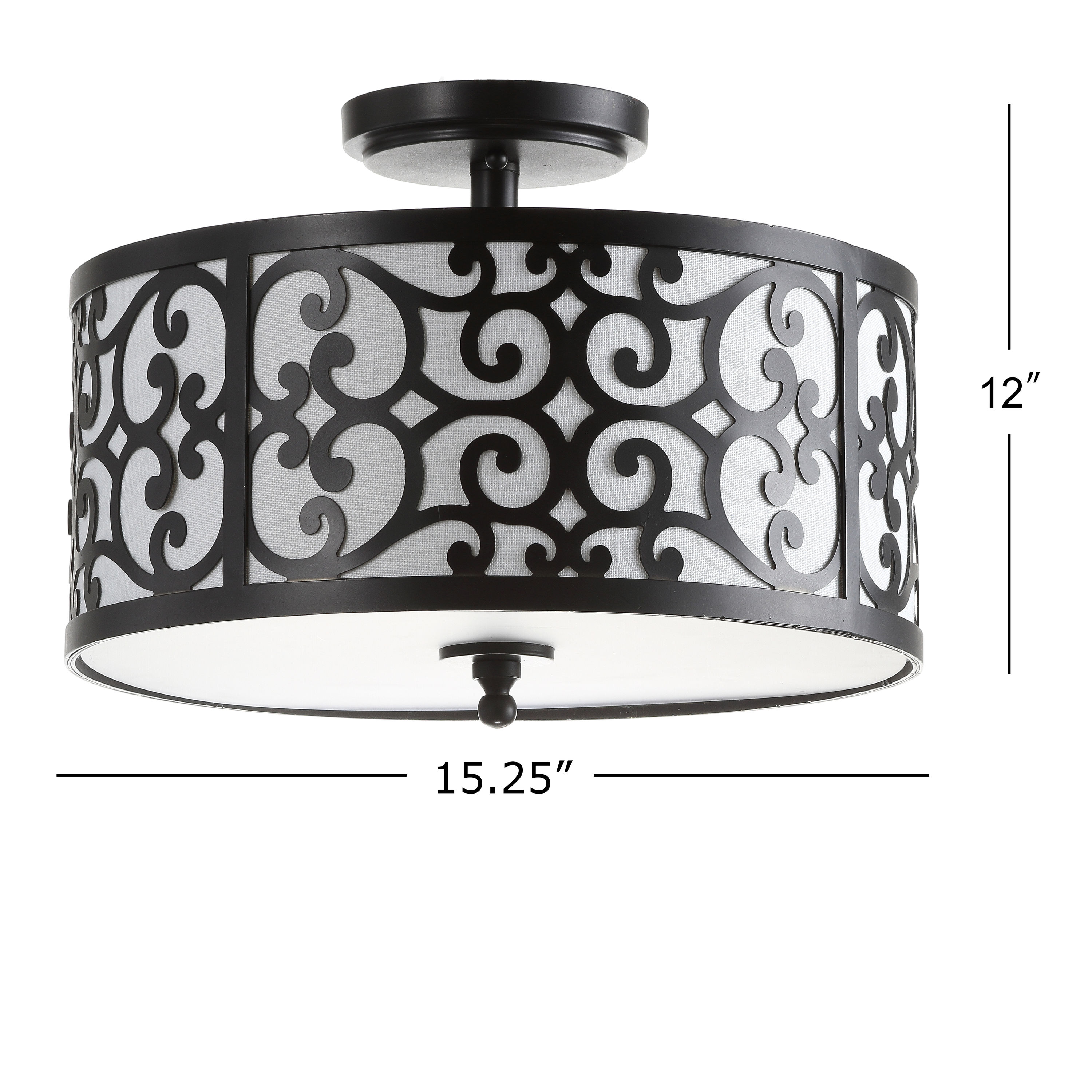 Elegant 15" Oil Rubbed Bronze LED Drum Ceiling Light with Linen Shade