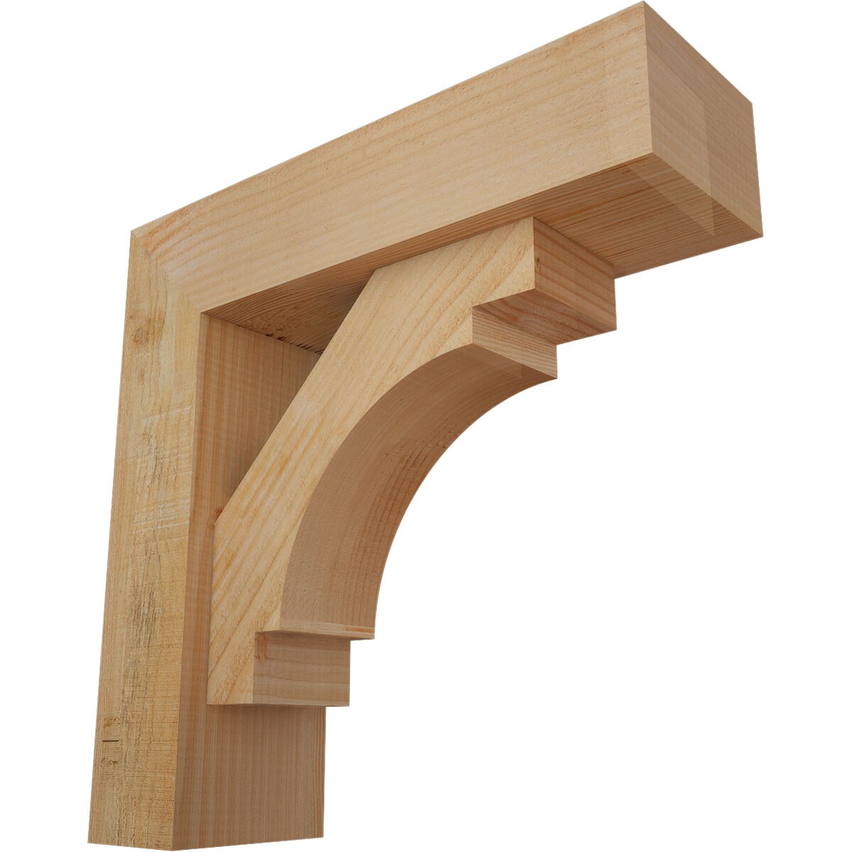 Ekena Millwork 1463237 Merced block rough sawnbracket with offset brace 6-in x 20-in x 20-in Douglas fir Brown Wood Standard bracket