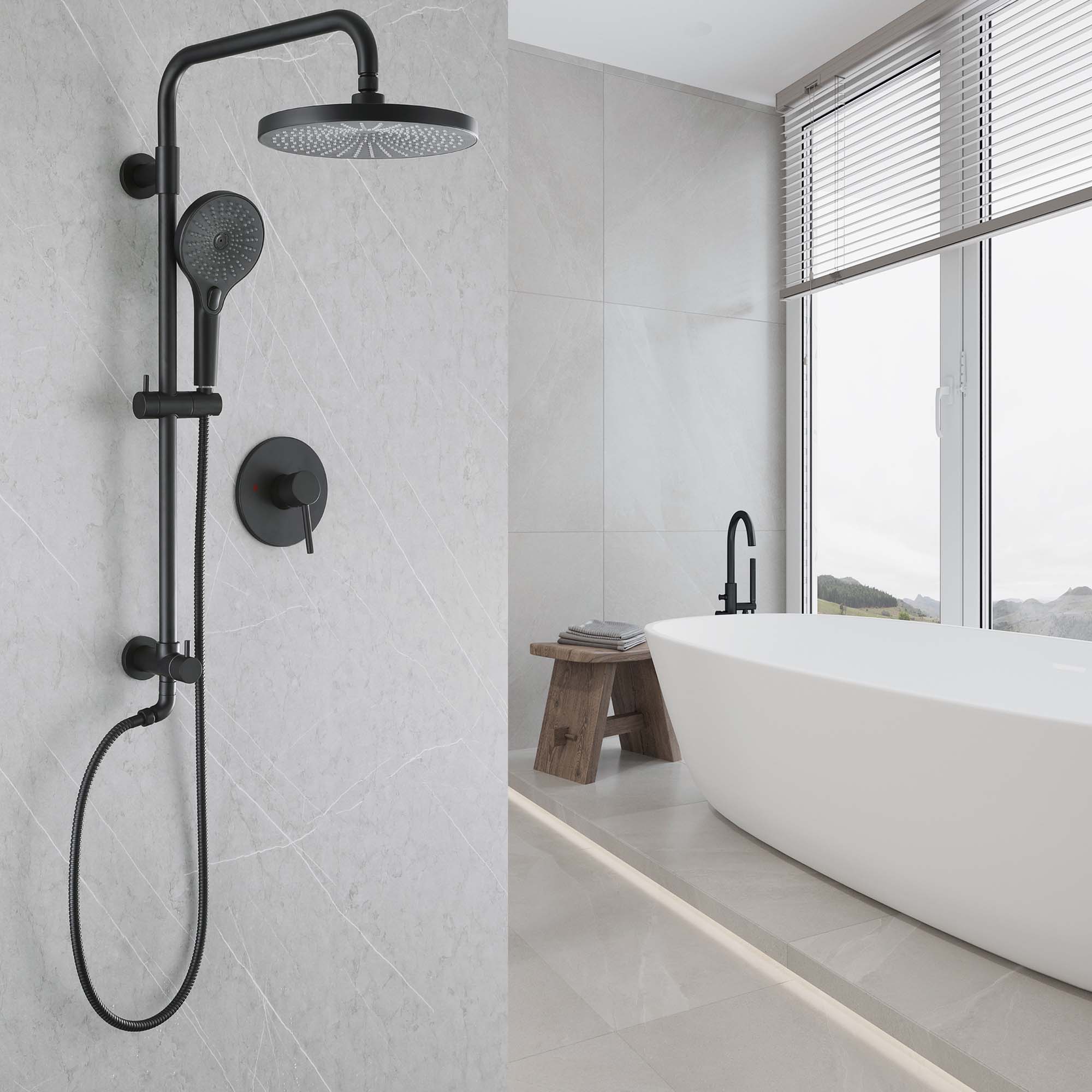 WELLFOR WBSB-002MB Showerhead-Bar-Panels - View #3