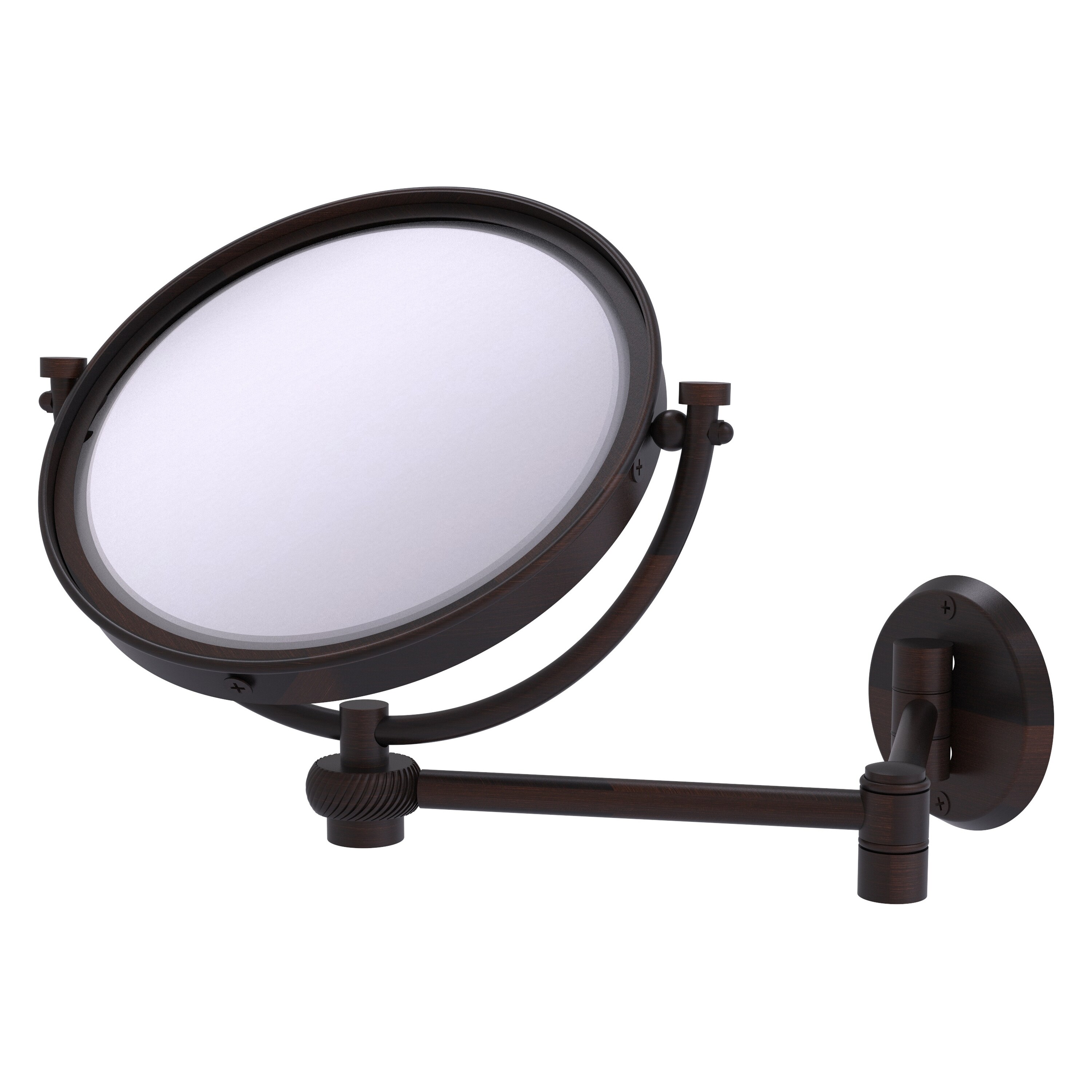 8-in x 10-in Distressed White Double-sided 3X Magnifying Wall-mounted Vanity Mirror | - Allied Brass WM-6T/3X-VB