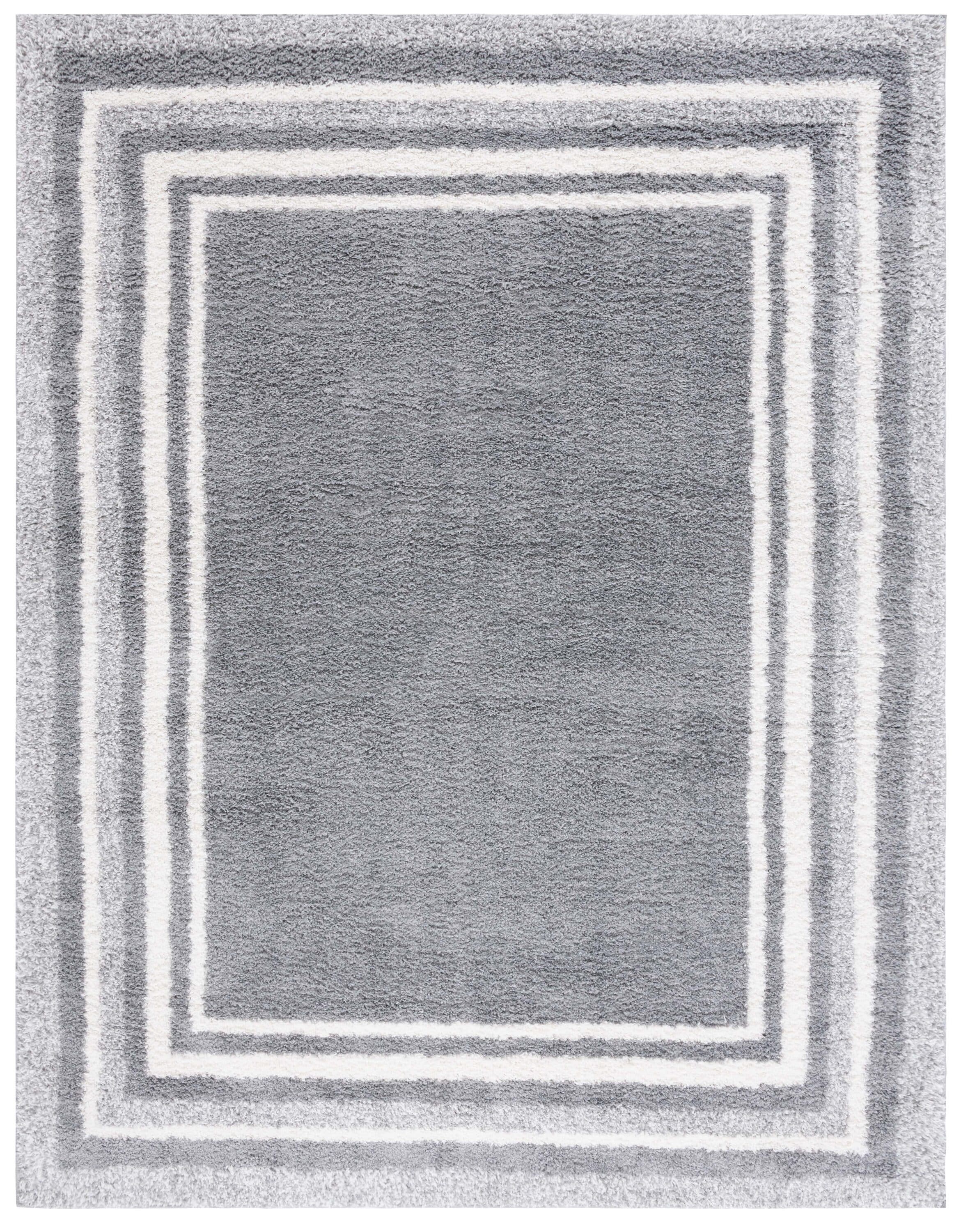 Safavieh BSP251G-8 8 x 10 (ft) Loomed Polyester/Polypropylene Gray/Ivory Rectangular Indoor Border Mid-Century Modern Area rug