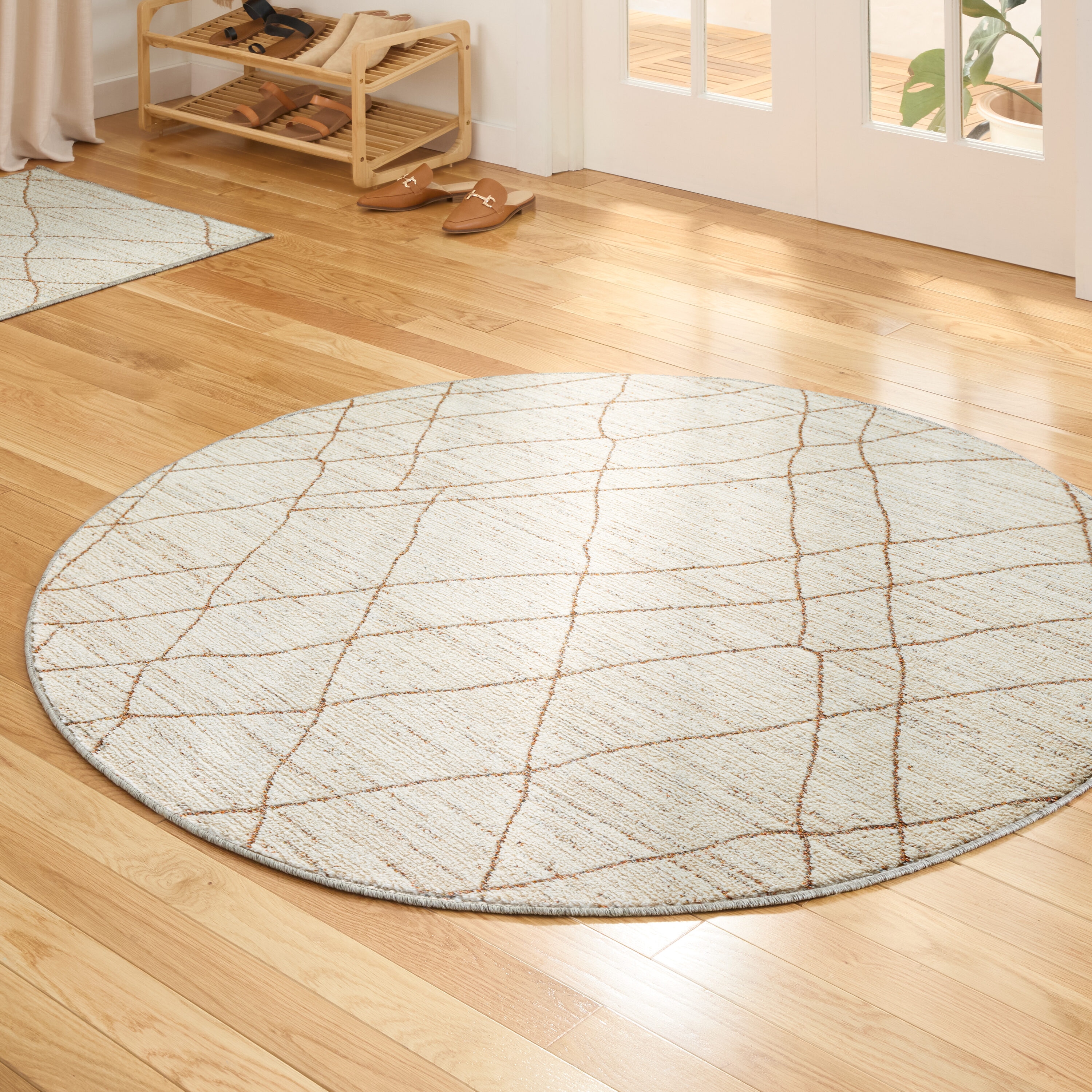 Origin 21 8R-885-109 Leocadia 8 x 8 (ft) Loomed Ivory-Rust Round Indoor Pet Friendly Area rug
