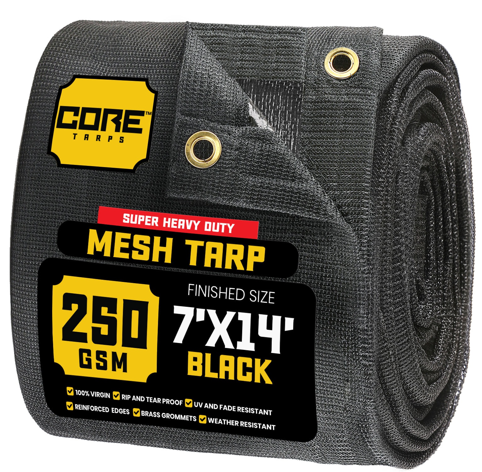 Core Tarps CT-801-7X14 7-ft x 14-ft Black Commercial Polyethylene