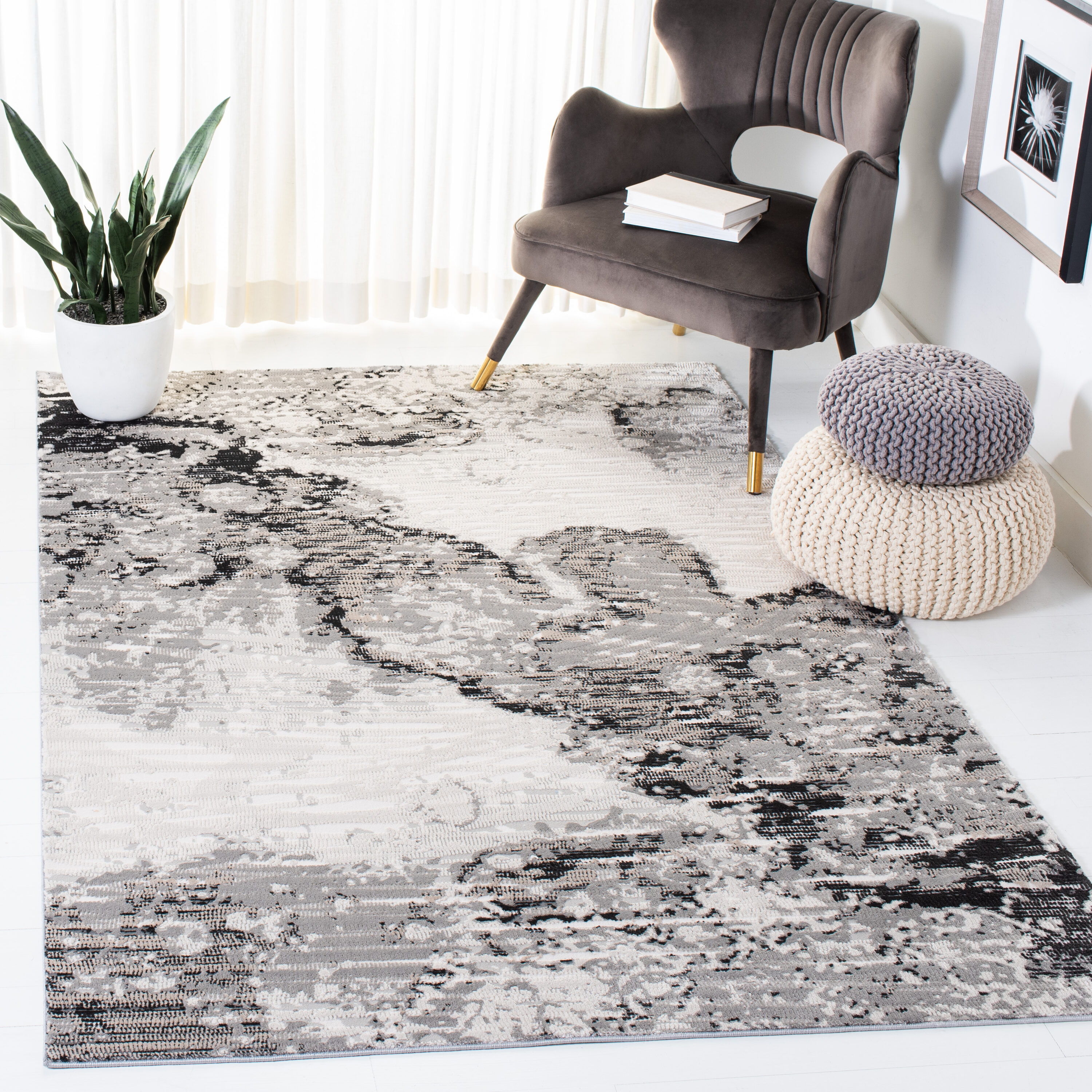 Invista 638A Ivory / Grey 4 x 6 Rectangular Area rug
