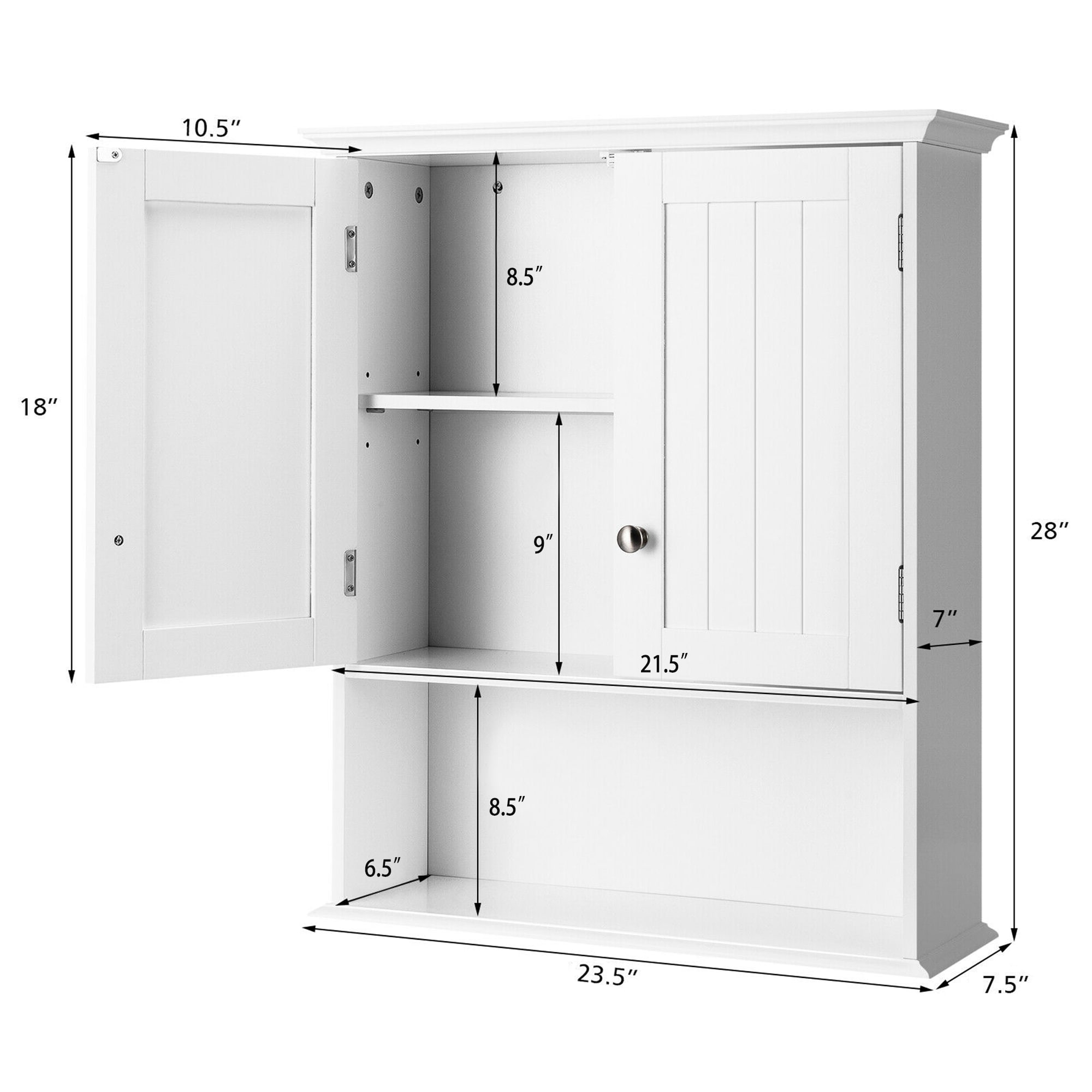 WELLFOR OUJ66689WH Bathroom-Wall-Cabinets - View #2