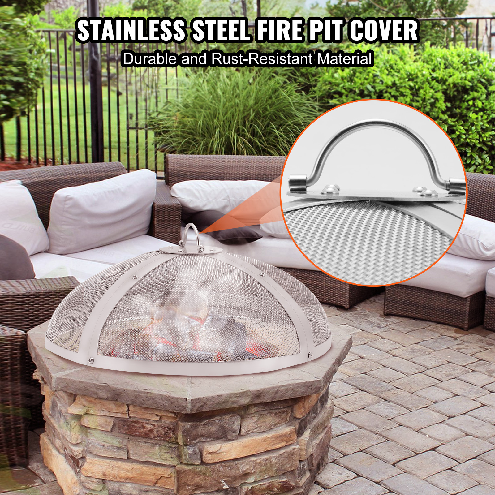 VEVOR Fire Pit 27-in Silver Round Firepit Cover in the Fire Pit Covers ...