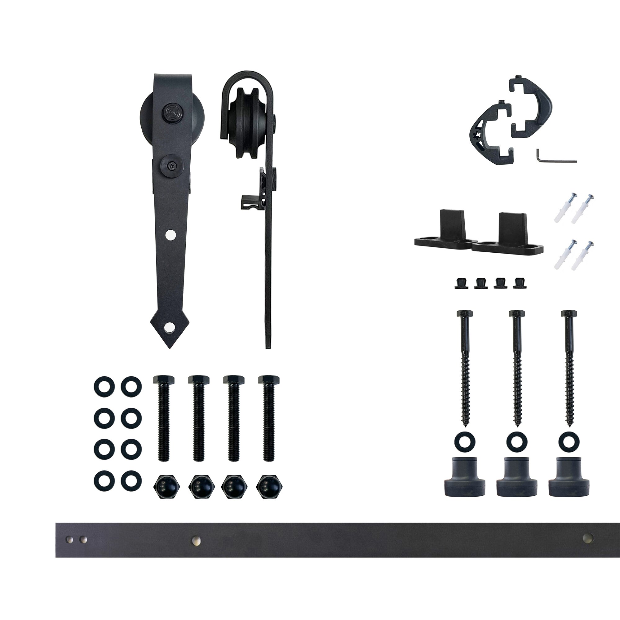 Black Rustic Sliding Barn Door Hardware Kit with Arrow Design Roller