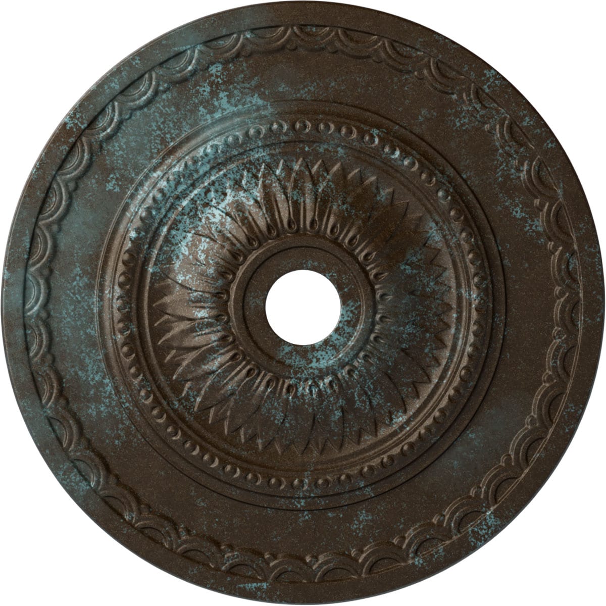 Ekena Millwork CM29SFBBS Sunflower 29.5-in W x 29.5-in L Painted Bronze Blue Patina Polyurethane Whole Ceiling Medallion