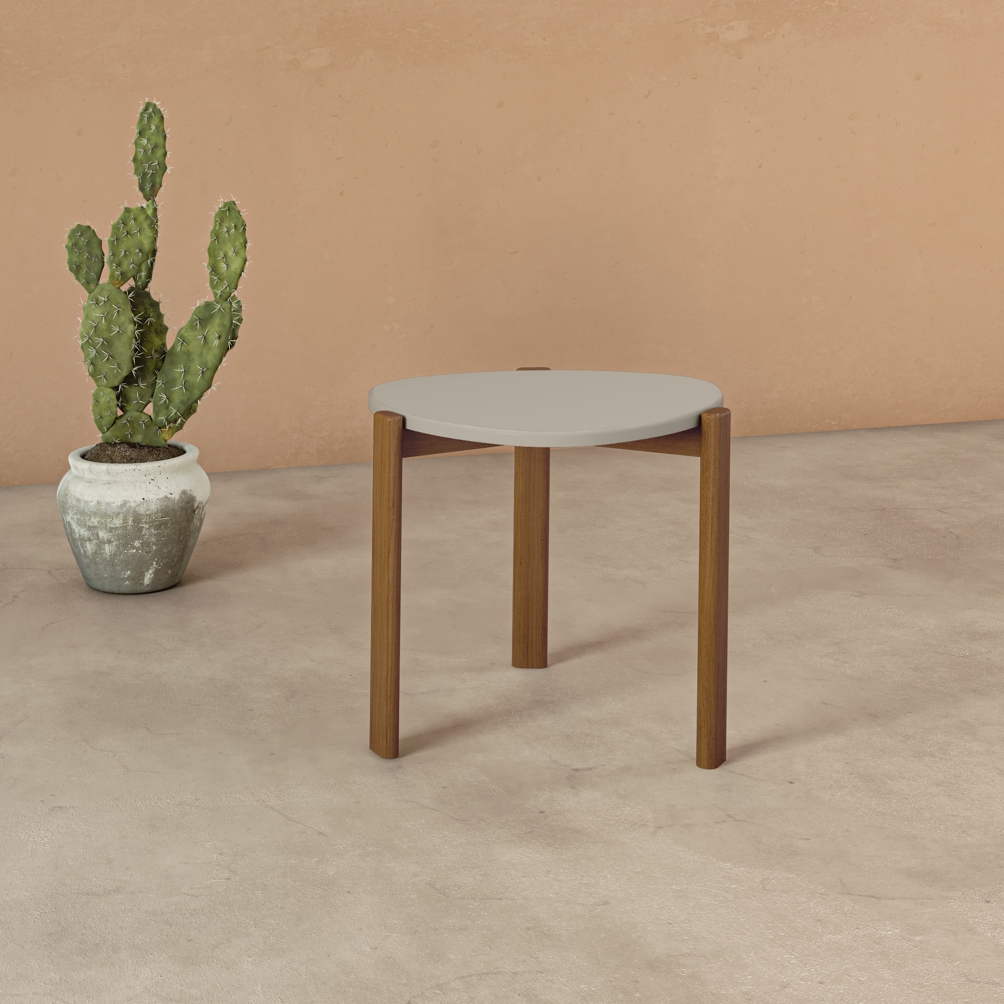 Manhattan Comfort ET-82742-OW 18.11-in W x 17.32-in H Greige Composite Oval Modern End Table Assembly Required