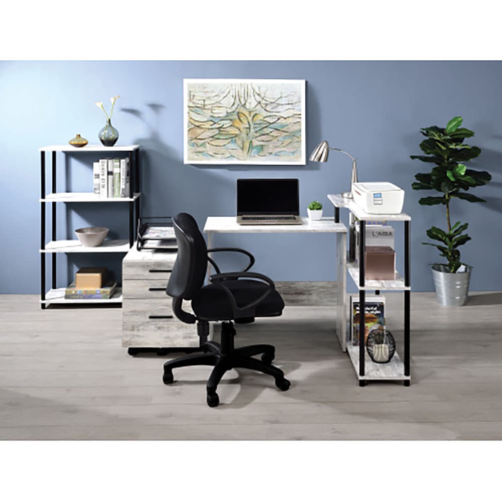 GZMR GZ-W22250 Levi Antique White Black Finish Writing Desk 39-in White Modern/Contemporary L-shaped desk