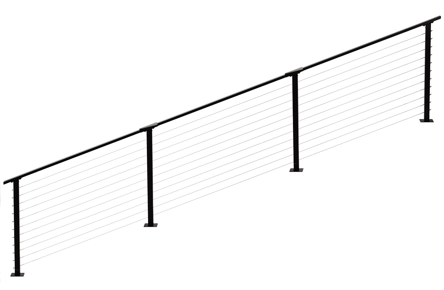 CityPost CP-14-B-S Stair Deck Mount 14-ft x 36-in Black Steel Deck Cable Rail Kit