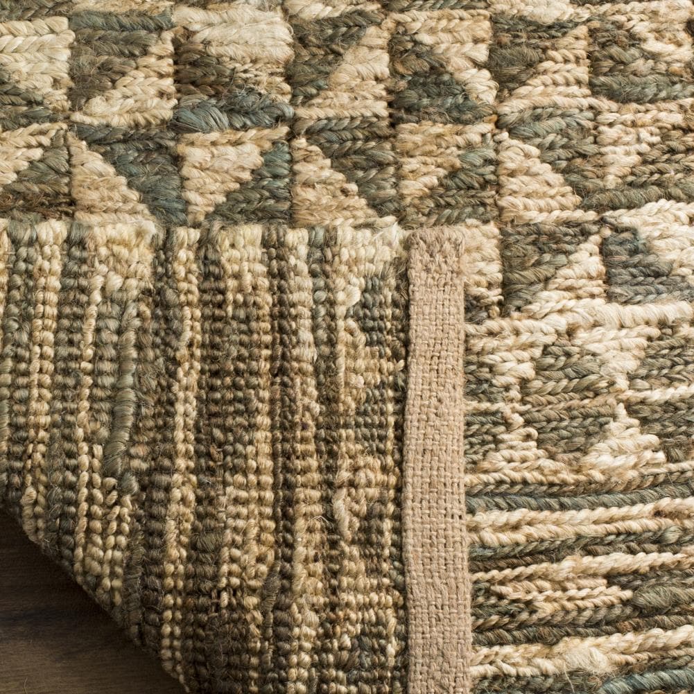 Handwoven Slate and Natural Geometric Jute Area Rug 5' x 8'