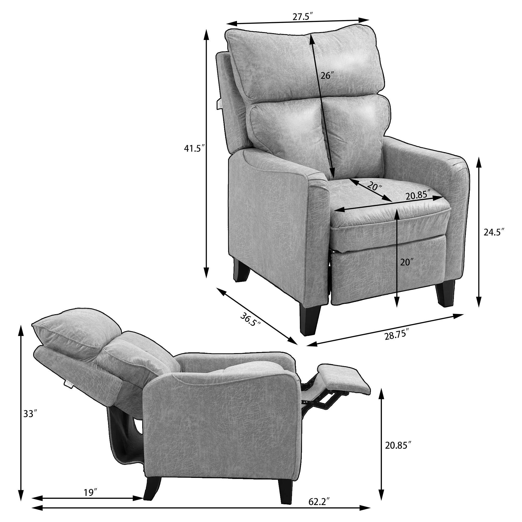 Sumyeg Recliner Dark Brown Microfiber Recliner in the Recliners ...