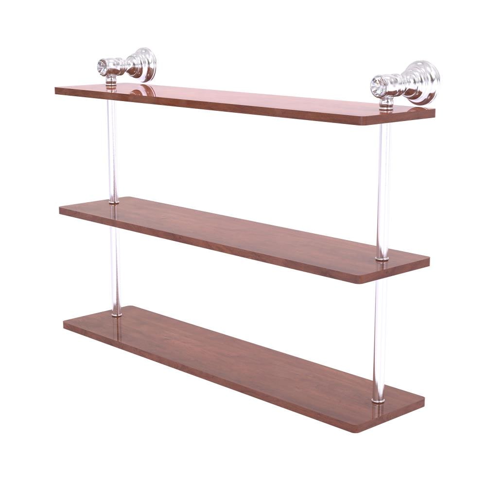 Allied Brass CC-5-22-IRW-SCH Carolina Crystal Satin Chrome 3 -Tier Wall mount Bathroom Shelf ( 22-in x 16-in x 5-in )