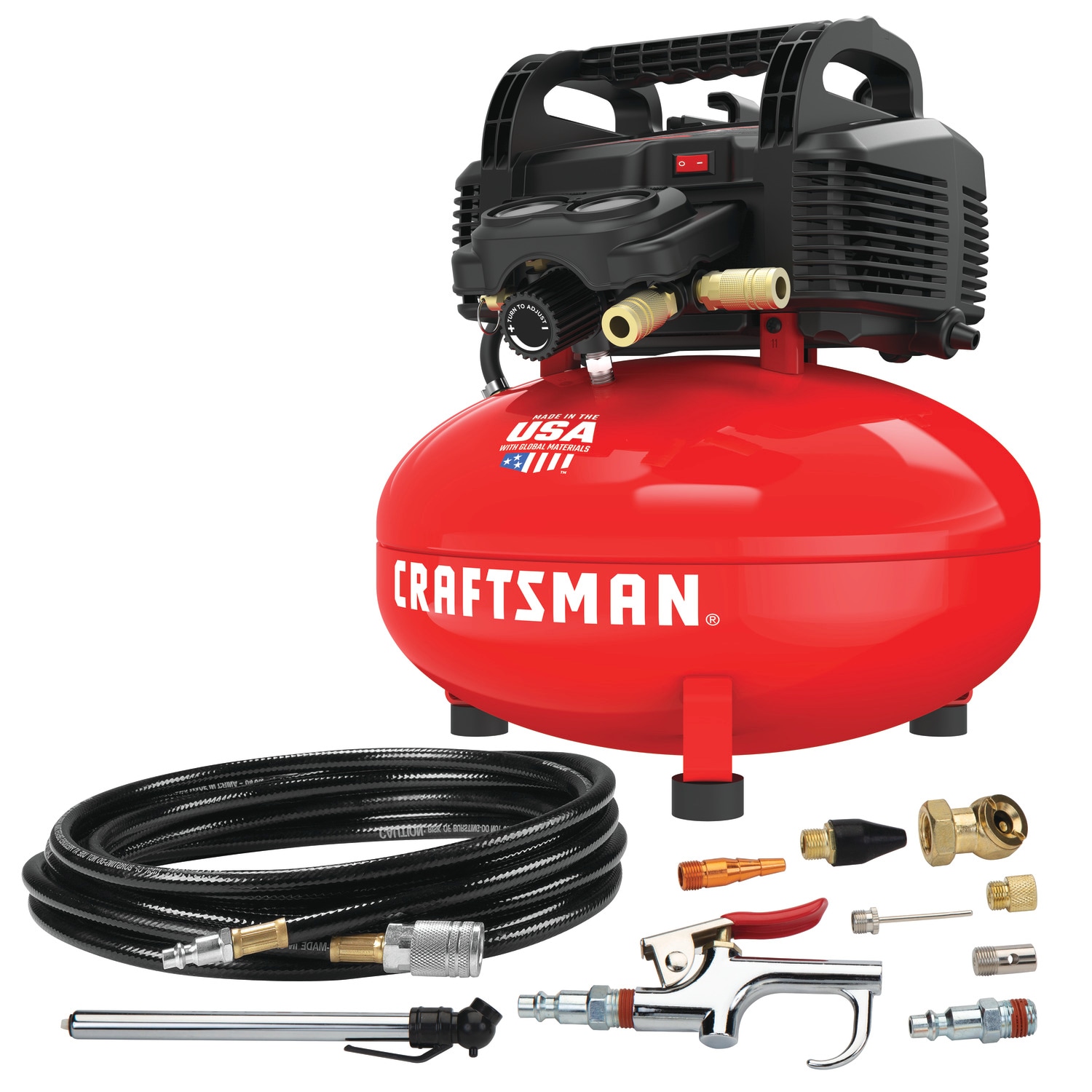CRAFTSMAN 6-Gallons Single Stage Portable Corded Electric Pancake Air Compressor with Accessories