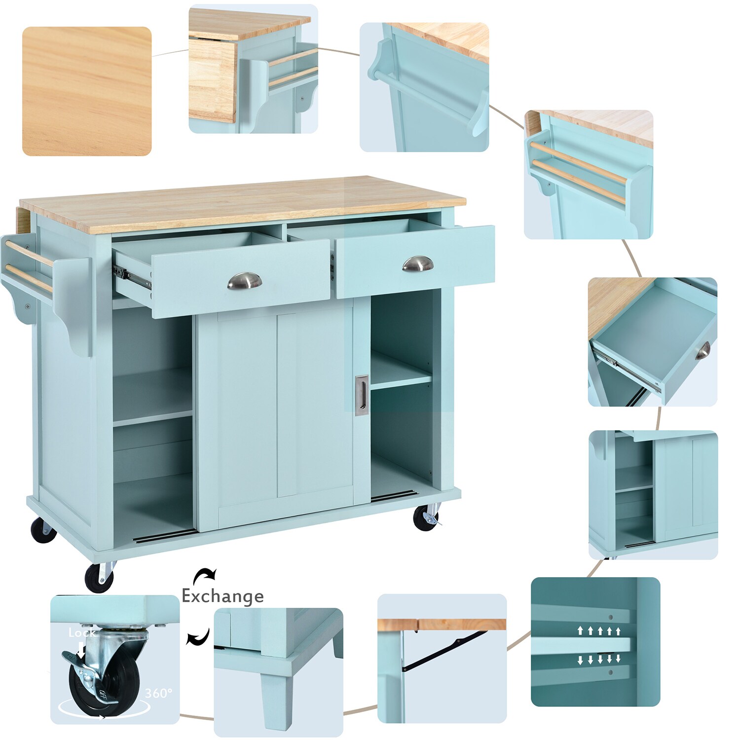 SINOFURN Kitchen Island Storage Cabinet at Lowes.com