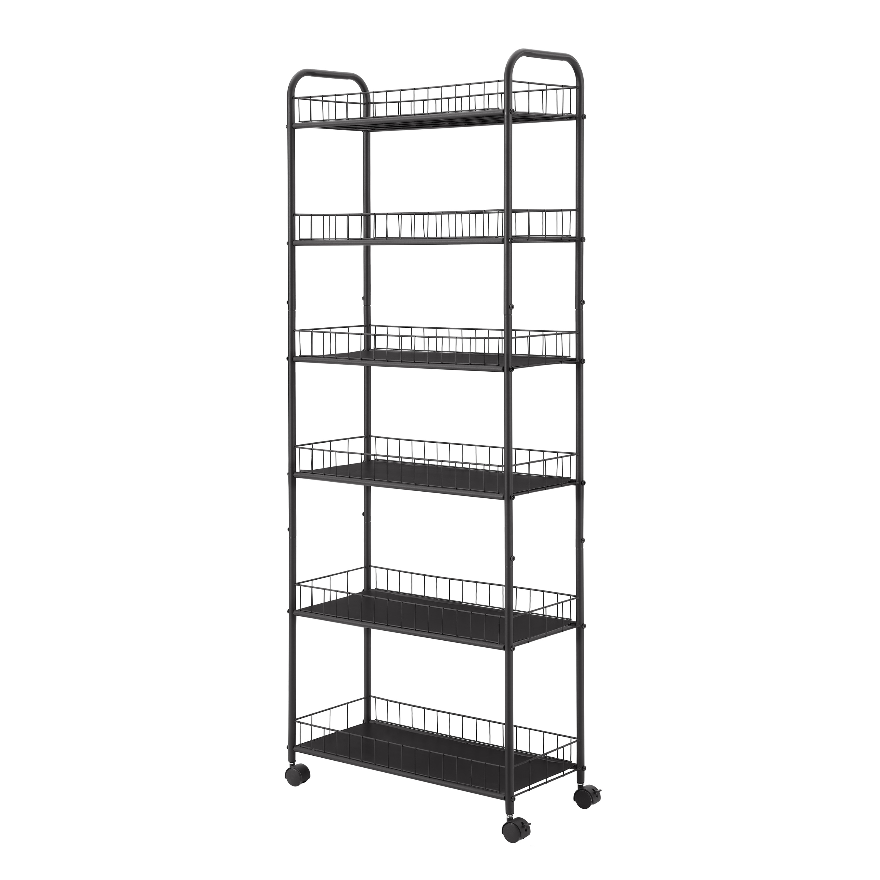 Siavonce FZ-D0102HRIM9J N/O Metal Heavy Duty 6 -Tier Utility shelving unit ( 22.8-in W x 9.8-in D x 61-in H ) ( Black , ( 100-lb lbs. Capacity Per Shelf )