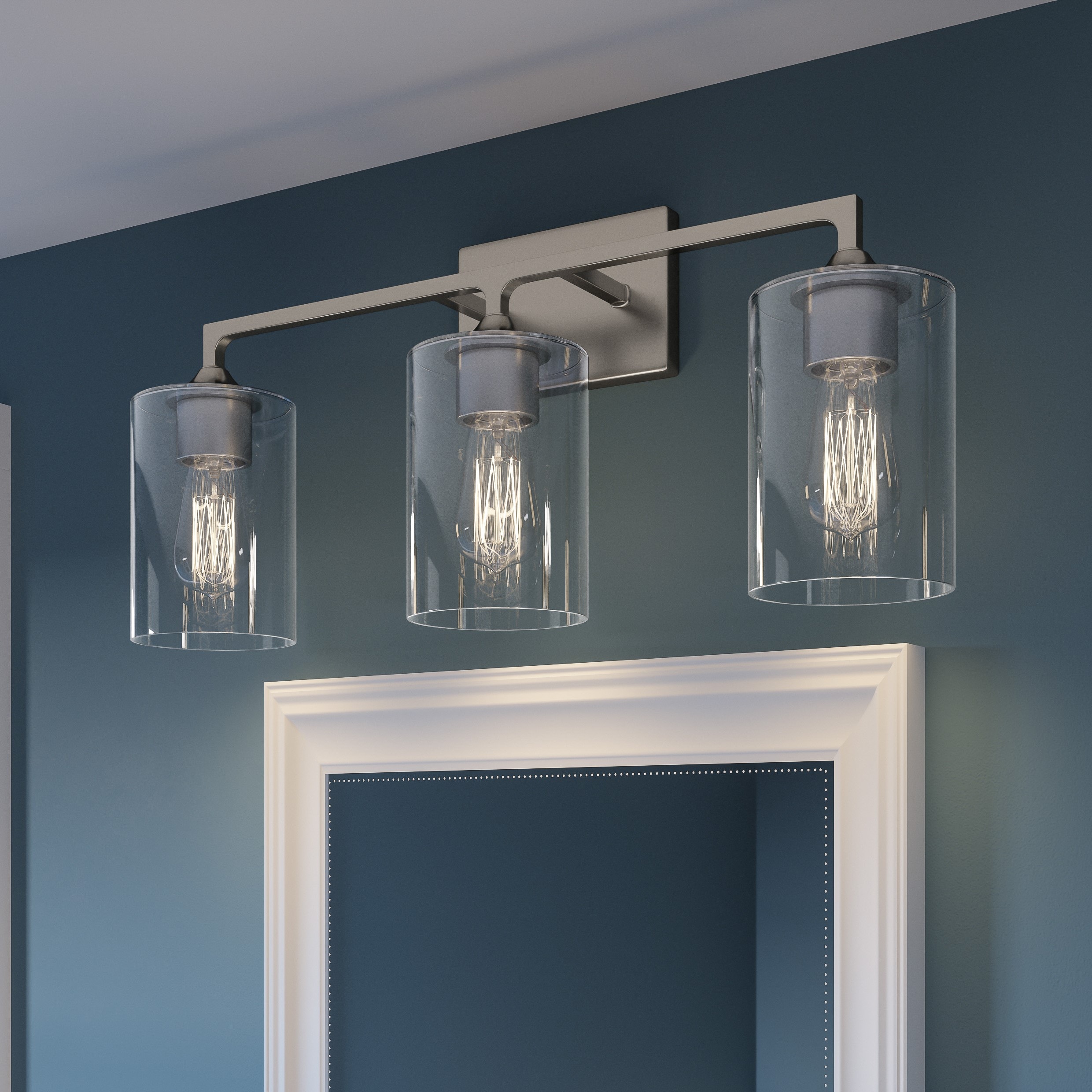 Quoizel PRC8624BN Prescott 24-in 3 -Light Brushed Nickel Transitional Vanity light
