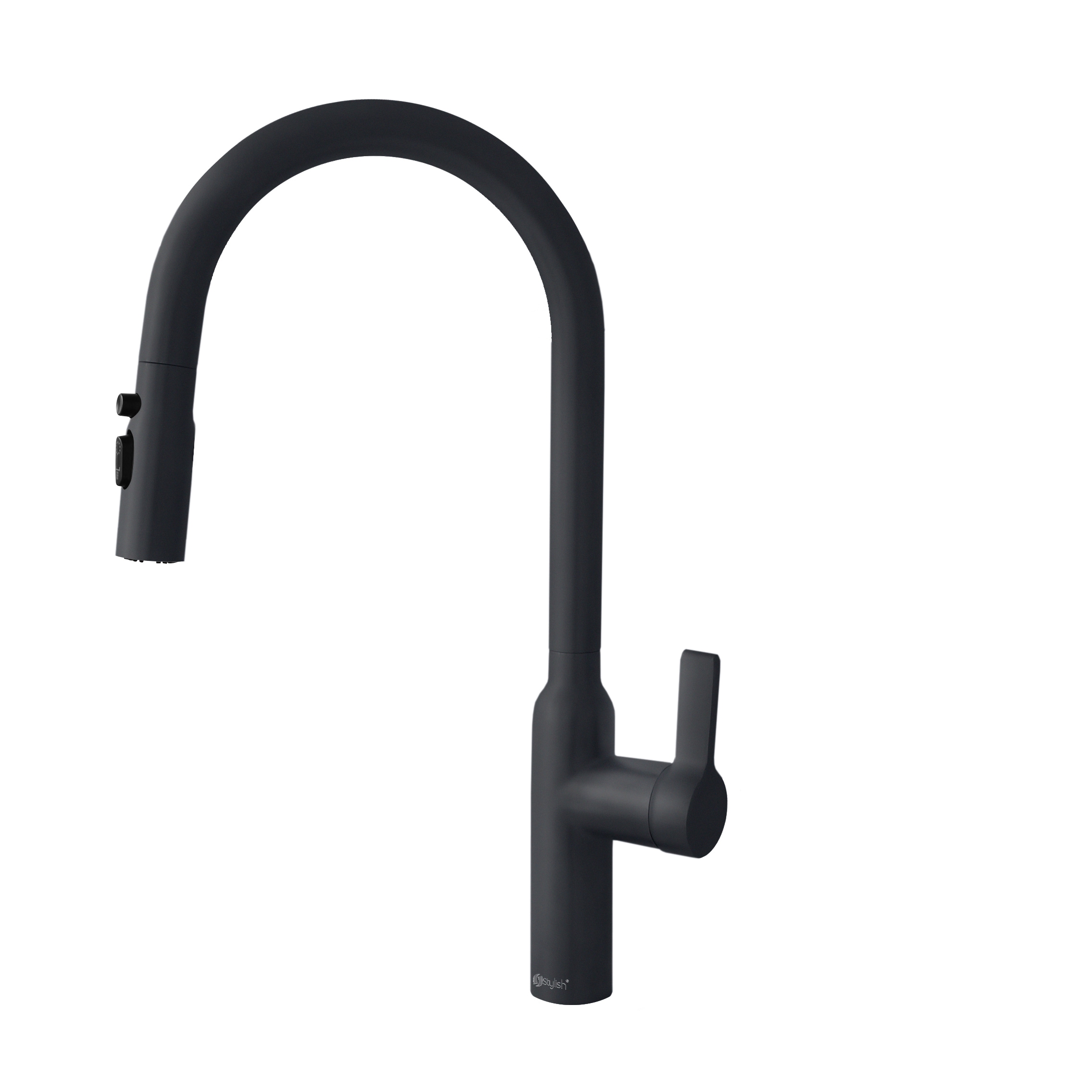 Stylish K-133N Napoli Matte Black Single Handle Deck-mount Kitchen Faucet with Sprayer