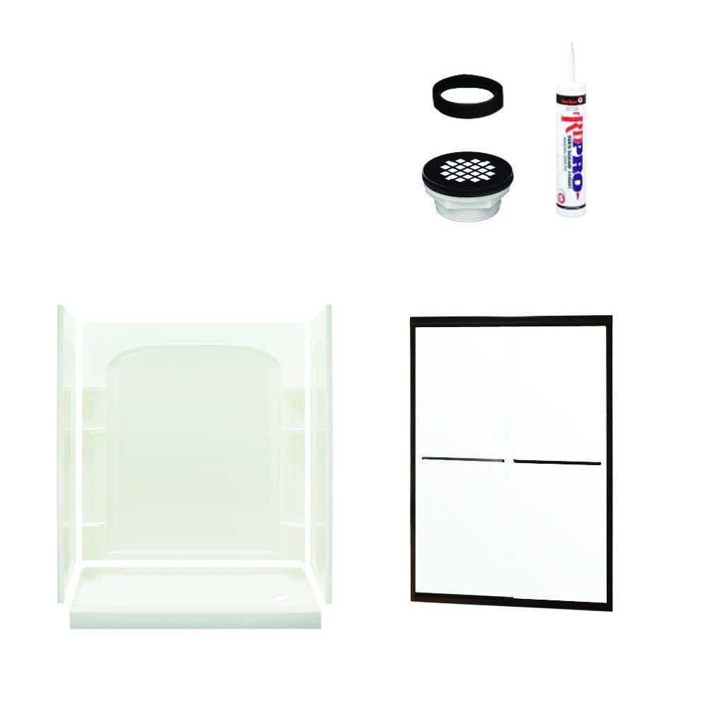 Ensemble White 2-Piece 30-in x 60-in x 74-in Alcove Shower Kit (Right Drain) Drain Included | - Sterling 7217R-5475DRC