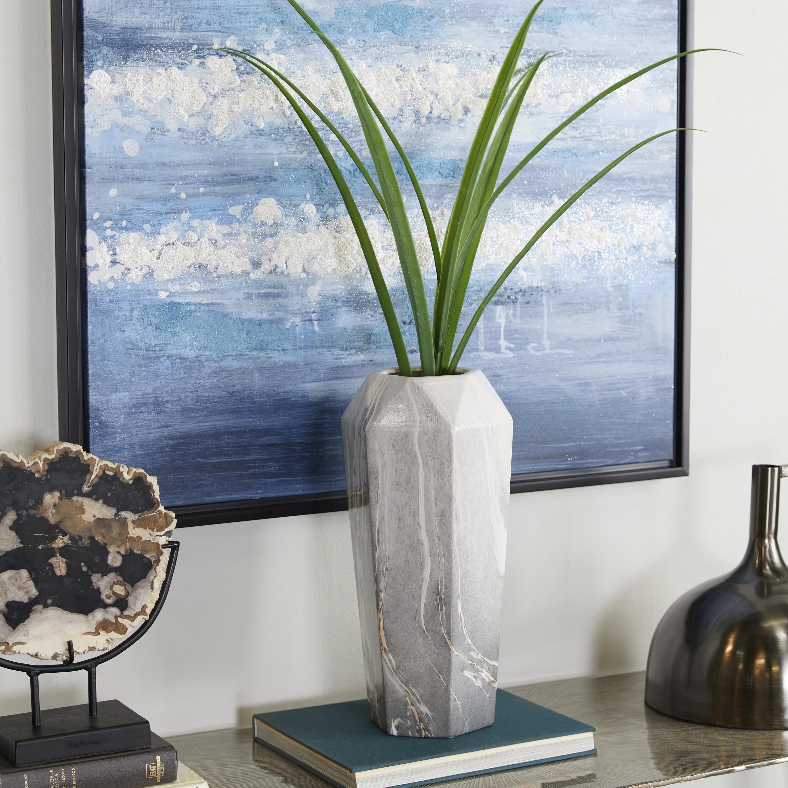 Grayson Lane 60771 Black Stone Modern Vase