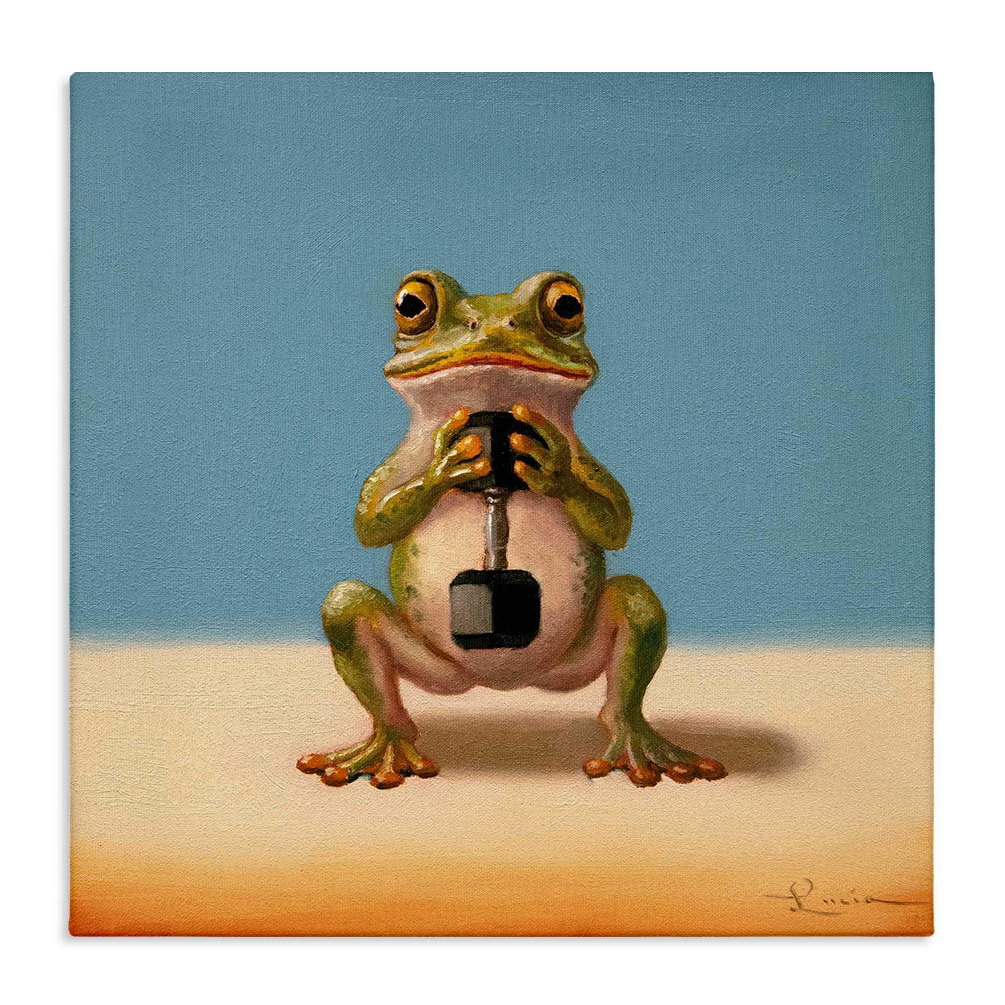 Stupell Industries BS-777-CN-36X36 Frog Lifting Weights Canvas Wall Art By Lucia Heffernan 36 x 36