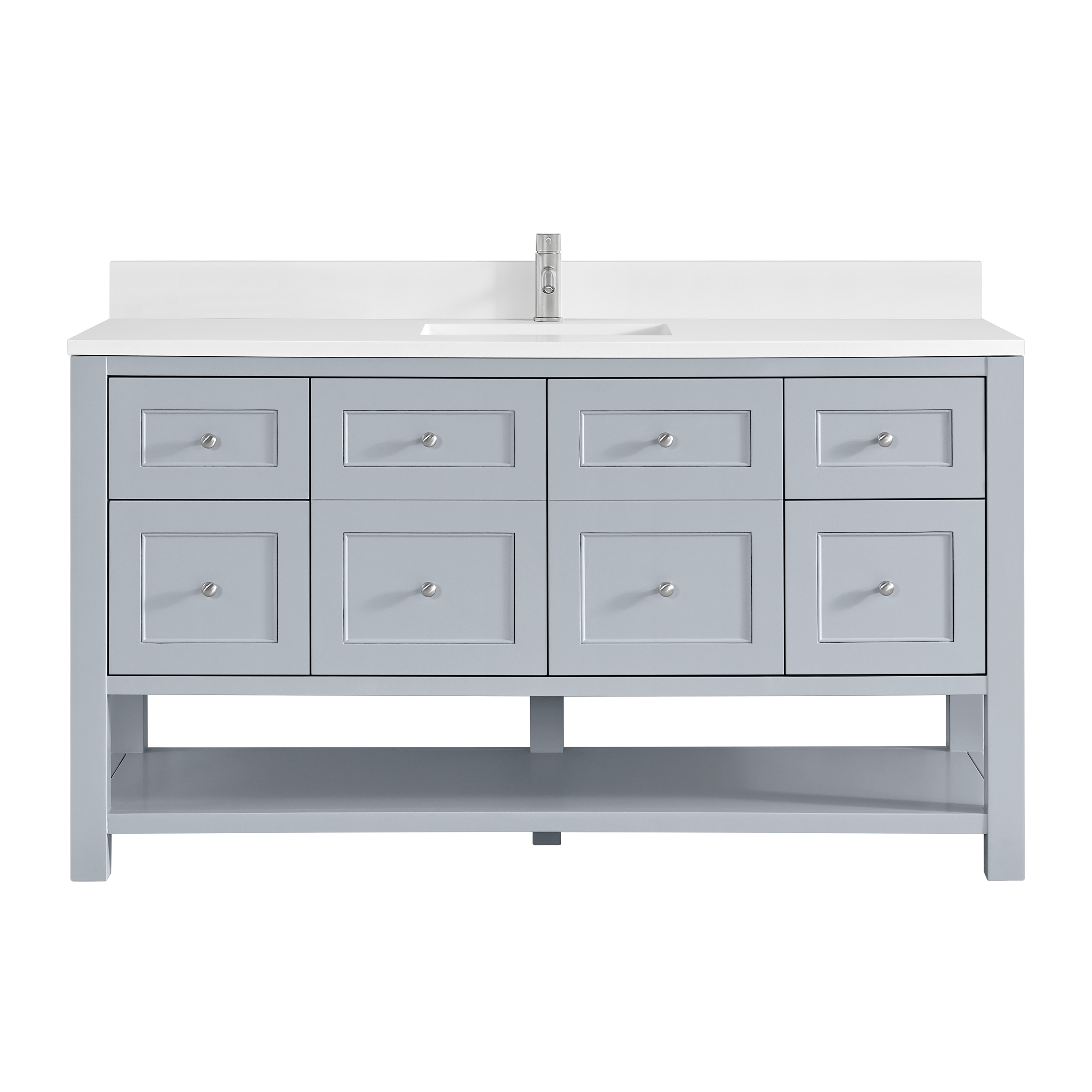 James Martin Vanities 330-V60S-SRB-1WZ Breckenridge 60-in Serenity Blue Undermount Single Sink Bathroom Vanity with White Zeus Quartz Top