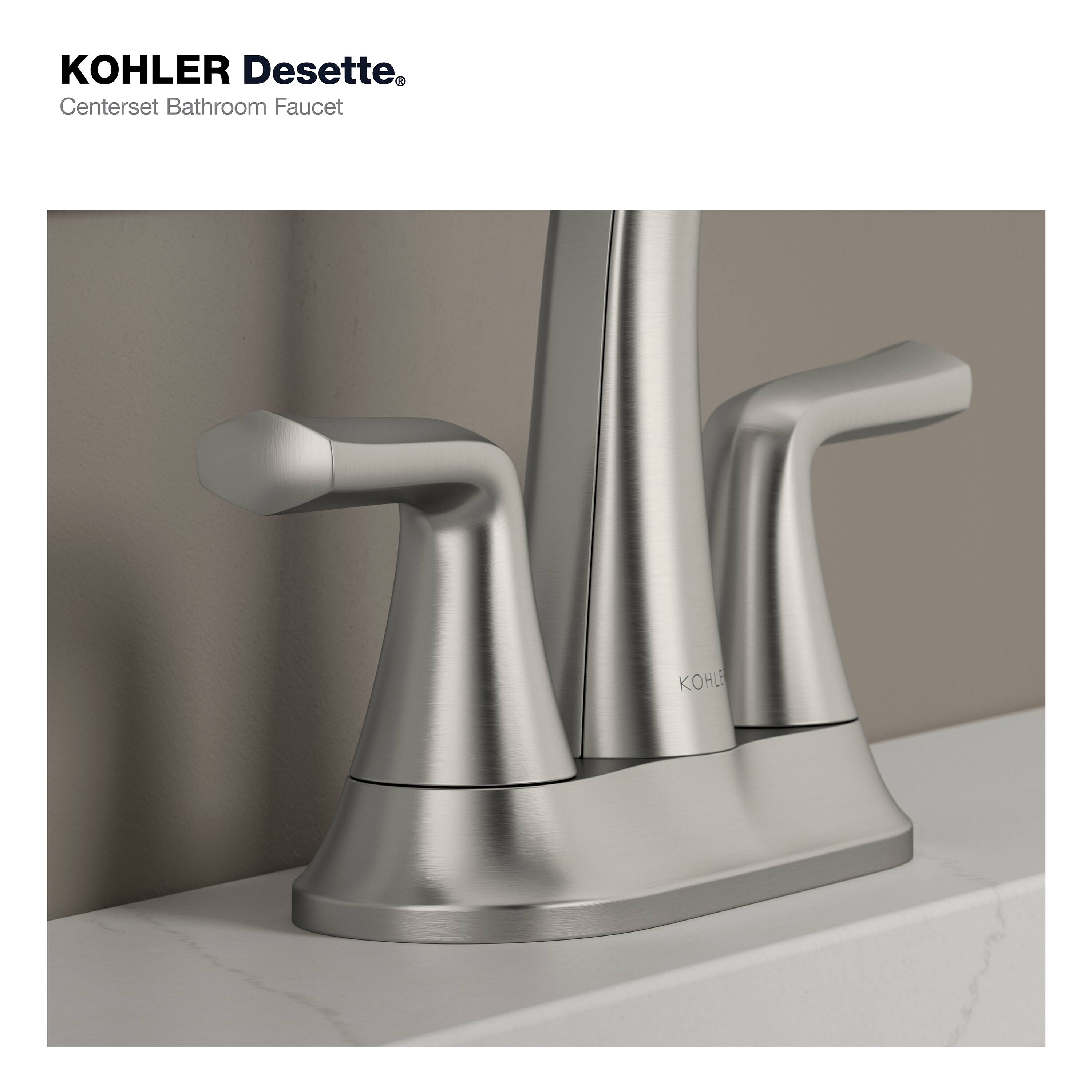 KOHLER Desette Brushed Nickel 4-in centerset 2-handle WaterSense