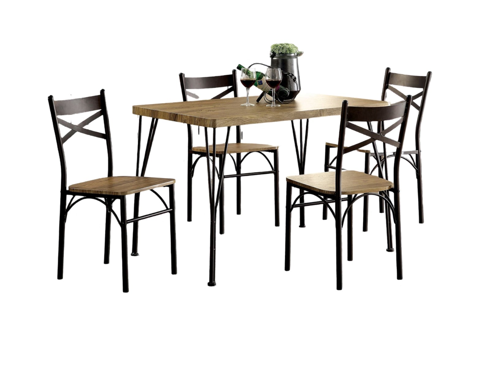 Siavonce XH08976 Natural Multi Contemporary/Modern Dining Room Set with Rectangular Table ( Seats 4 )