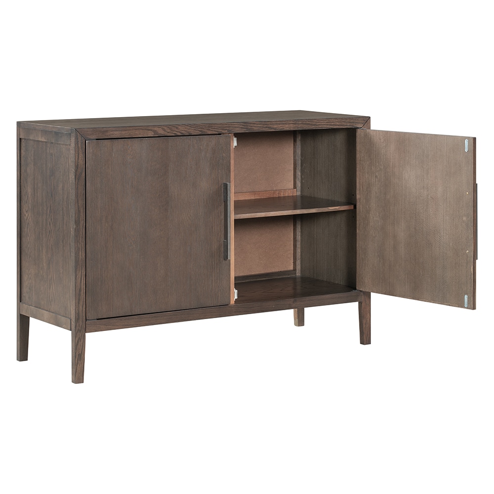 ModernLuxe Oak Wood 4-Drawer 2-Door Chest with Adjustable Shelves ...