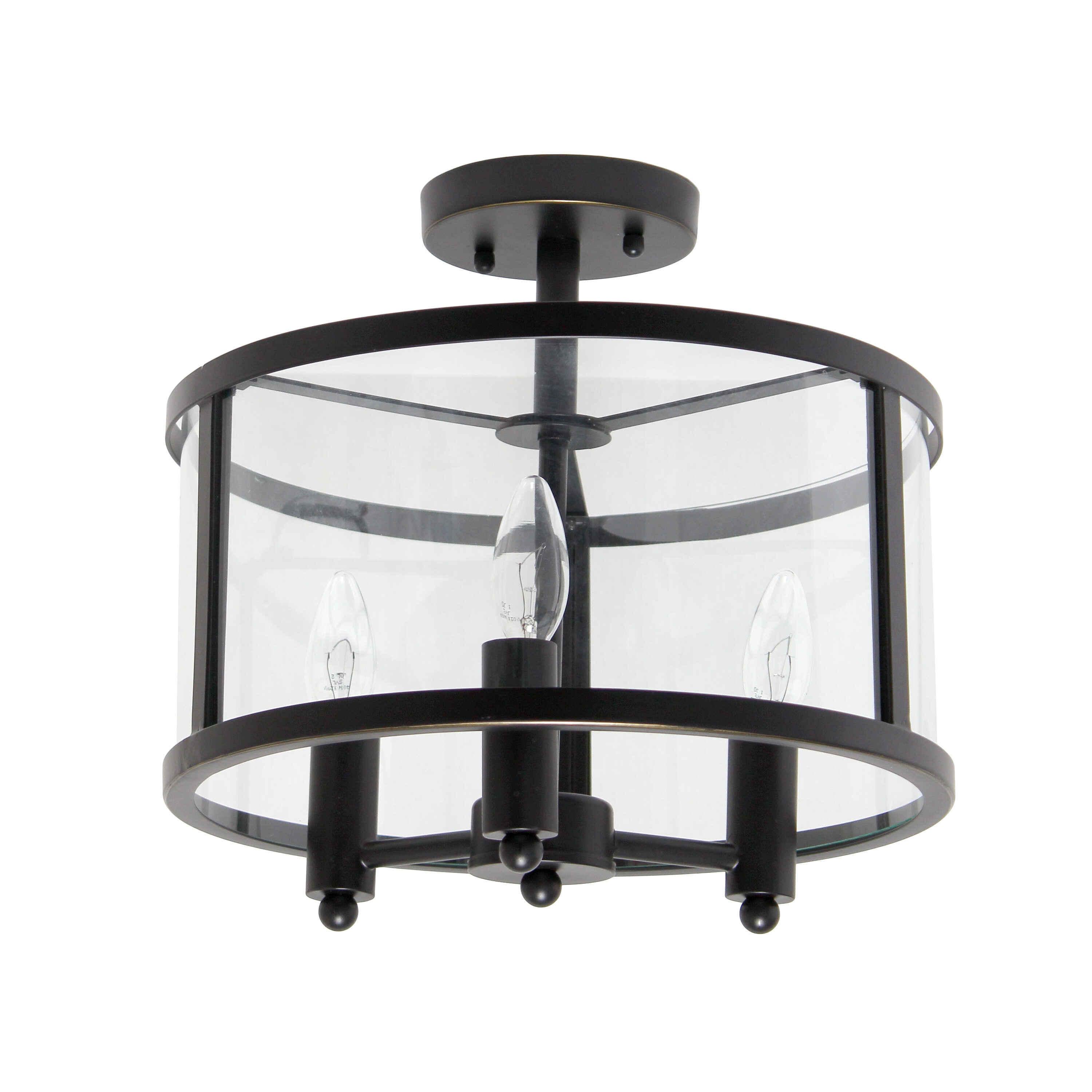 Lalia Home LHM-1000-BK Classix 3 -Light 13-in Matte Black Semi Flush Mount Light