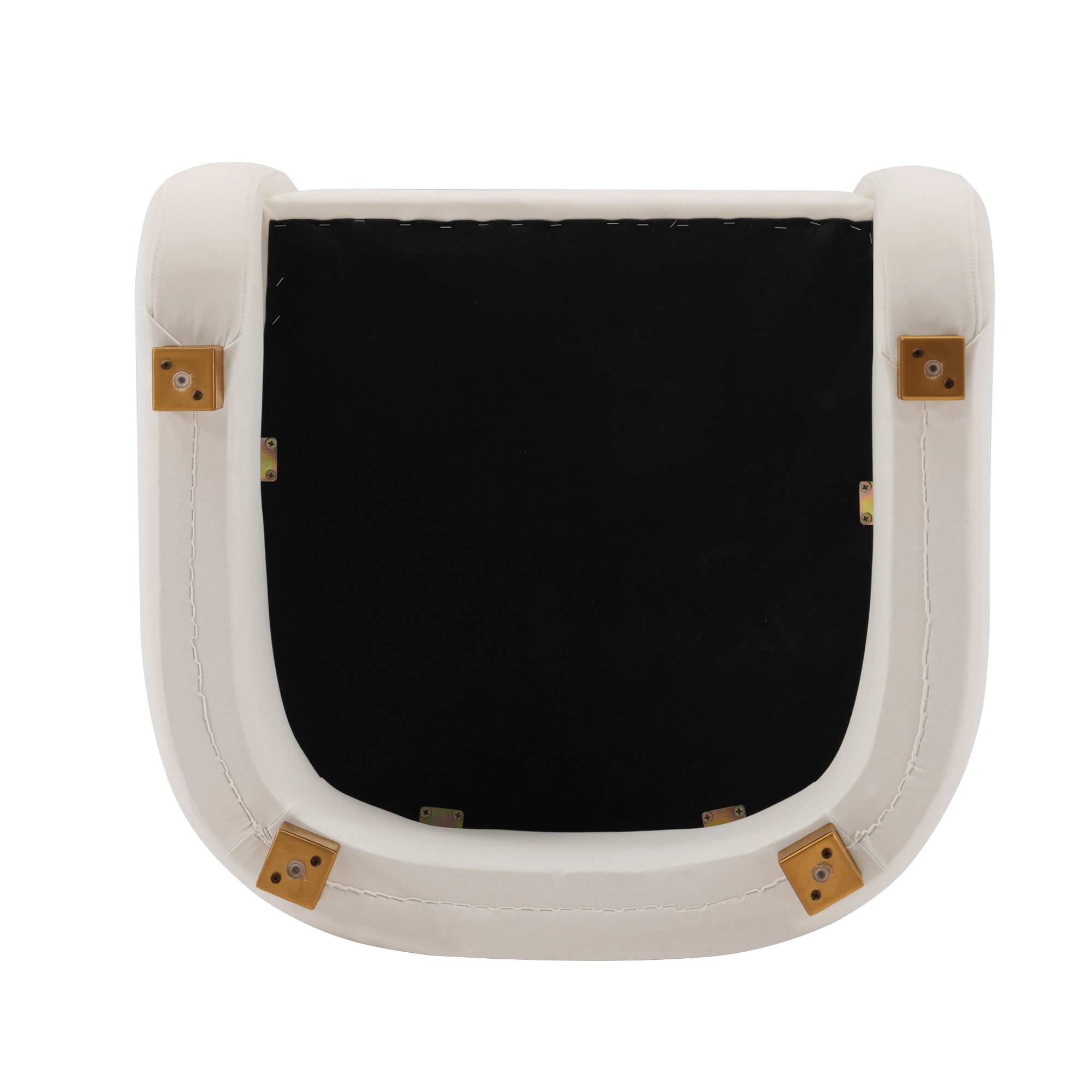 White Velvet Geometric Accent Chair with Gold Legs